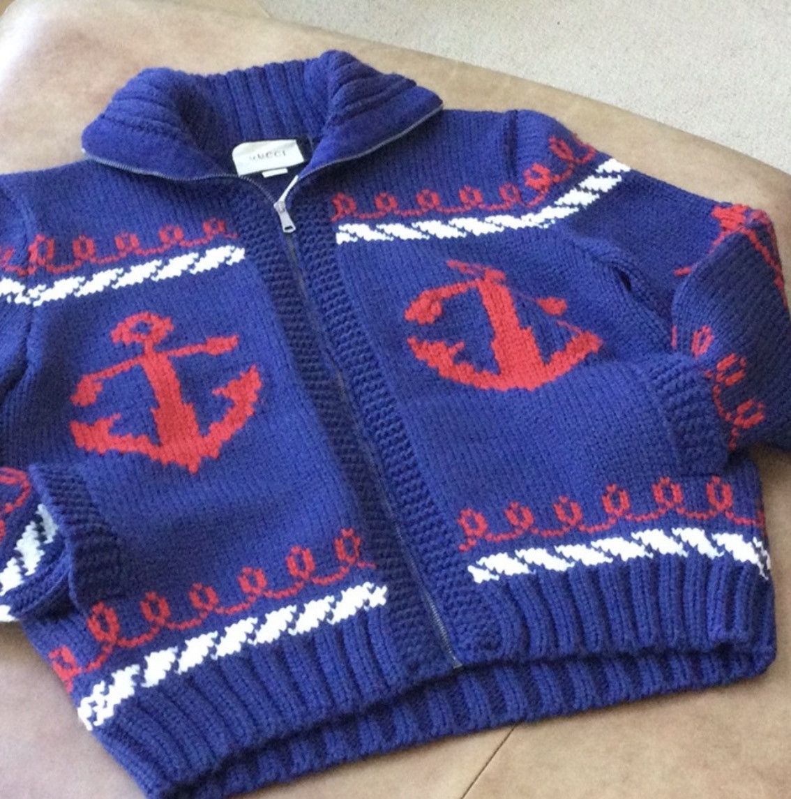 Gucci GUCCI Relaxed Intarsia Wool Zip-Up Cardigan –Sz M – LIMITED Size US M / EU 48-50 / 2 - 2 Thumbnail