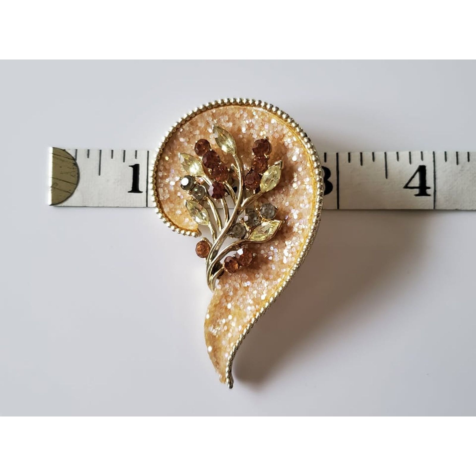 Unknown London Vintage Glitter Crusted Coro Designer Swirl Brooch Size ONE SIZE - 6 Thumbnail