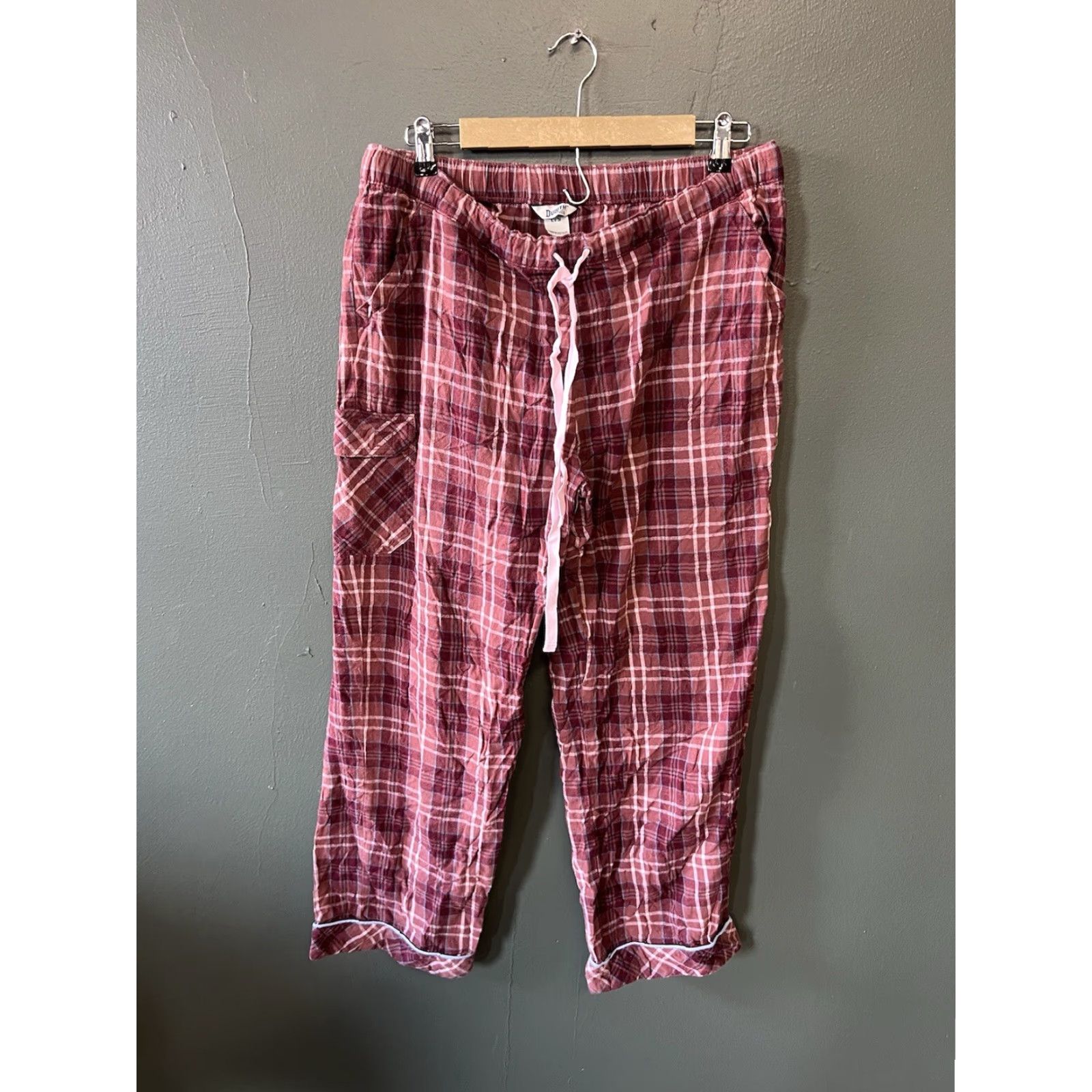 Vintage Duluth Red Plaid Pajama Pants Drawstring L Womens Size 36" / US 14 / IT 50 - 2 Thumbnail
