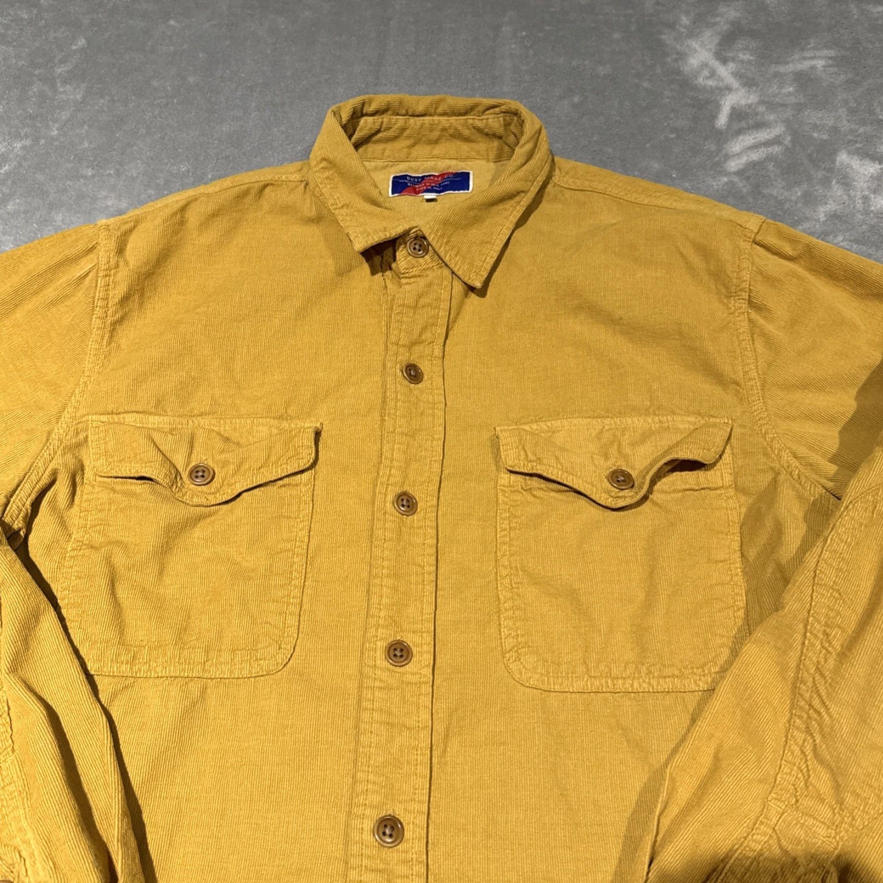 CO Best Made Co Shirt Mens L Yellow Corduroy Flap Pockets Workshirt Elbow Patch Size US L / EU 52-54 / 3 - 2 Thumbnail