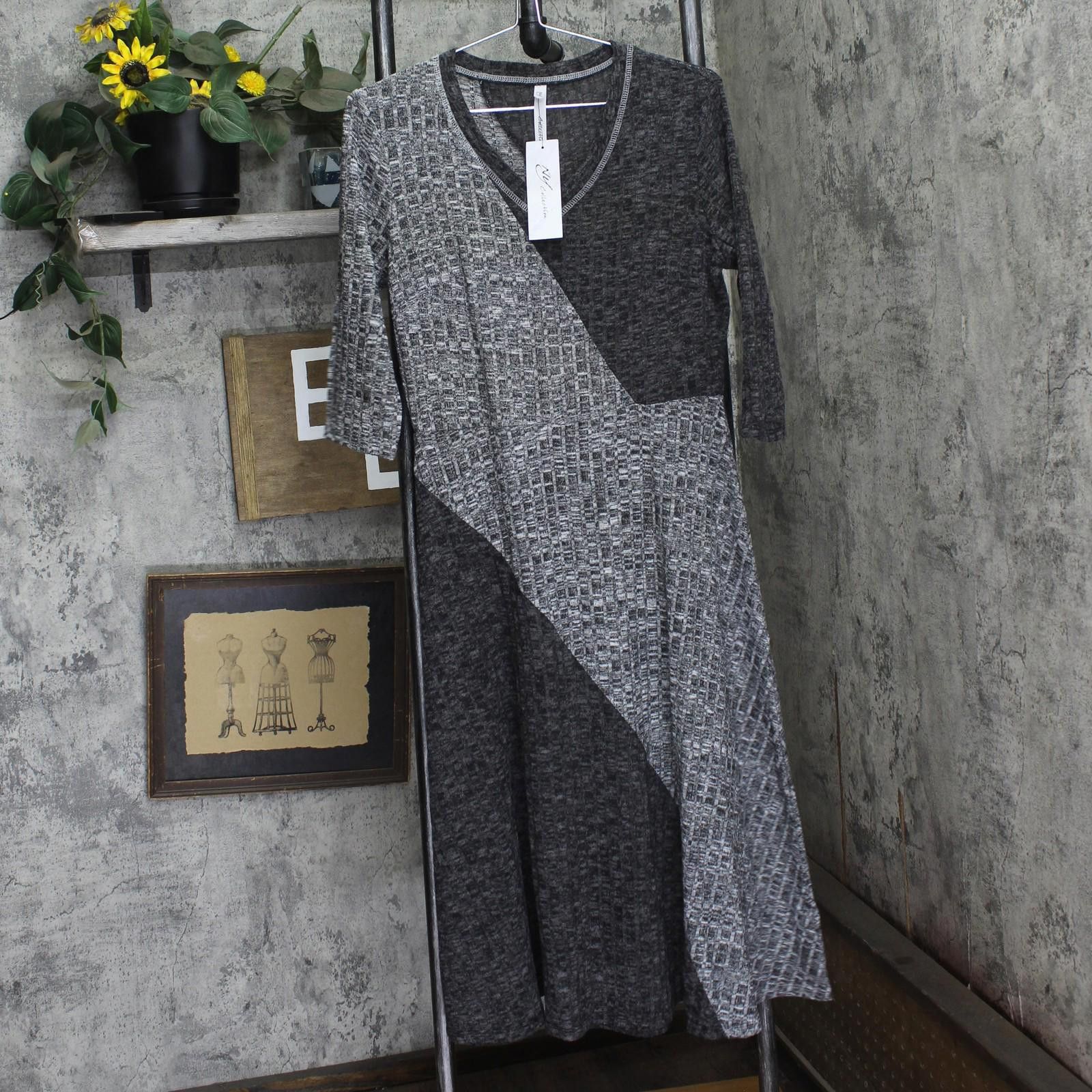 Other Nwt Ny Collection A-line Dress Mhad0445 Dark / Light Gray M Size M / US 6-8 / IT 42-44 - 1 Thumbnail
