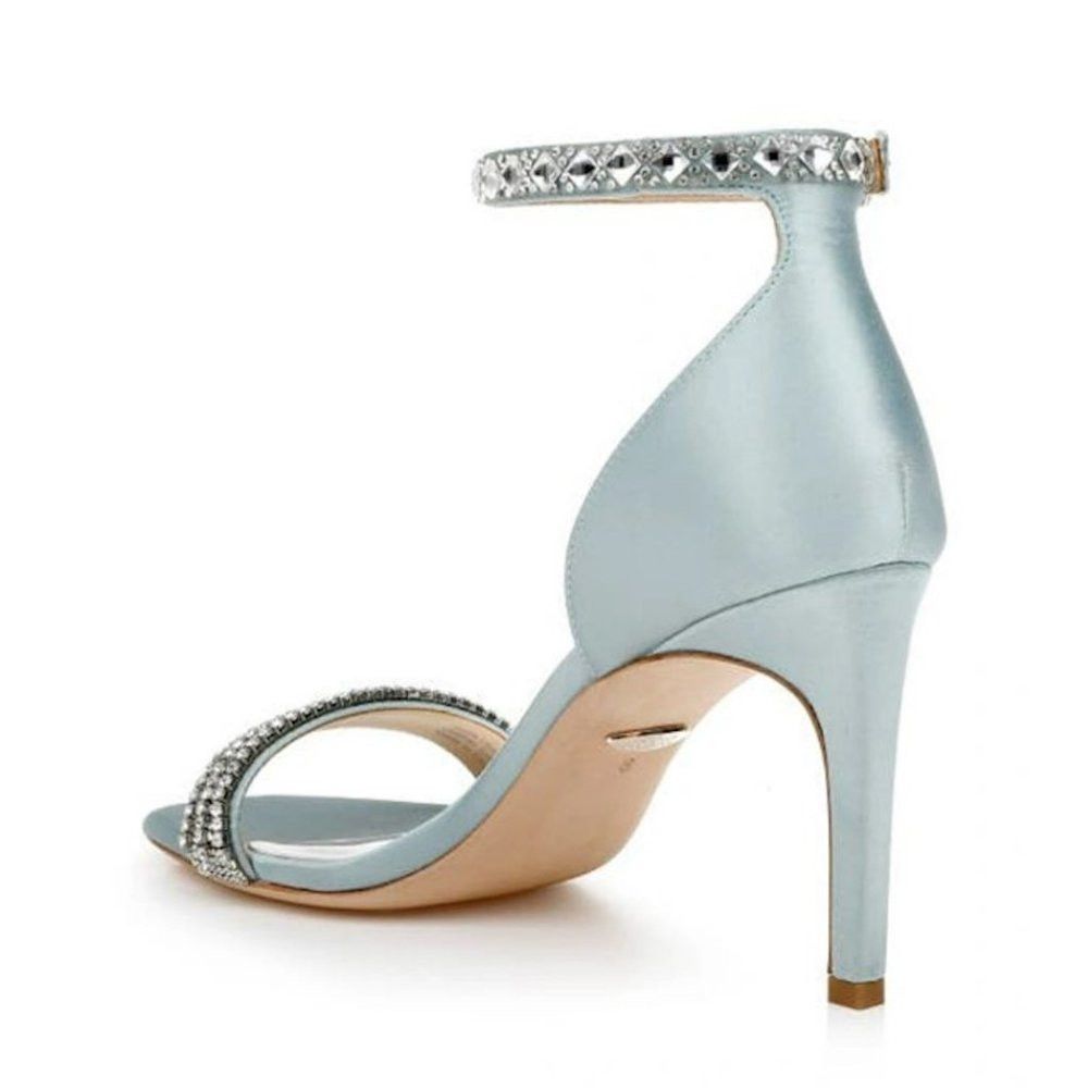 Badgley Mischka New Badgley Mischka Urina Urina Embellished Silk Mist Satin Size US 9 / IT 39 - 3 Thumbnail