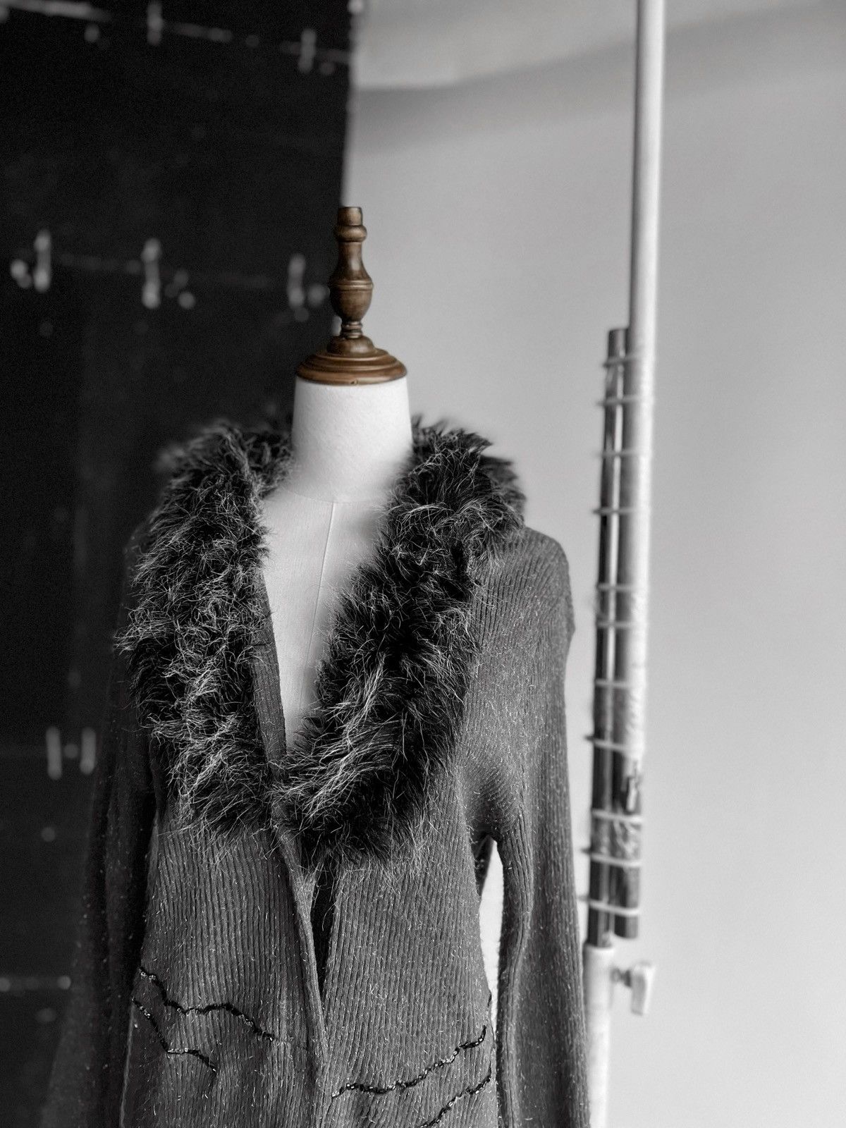 Sandro × Vintage Sandro Paris Womens Archive Vintage Gray LS Cardigan Dress Size S / US 4 / IT 40 - 2 Thumbnail