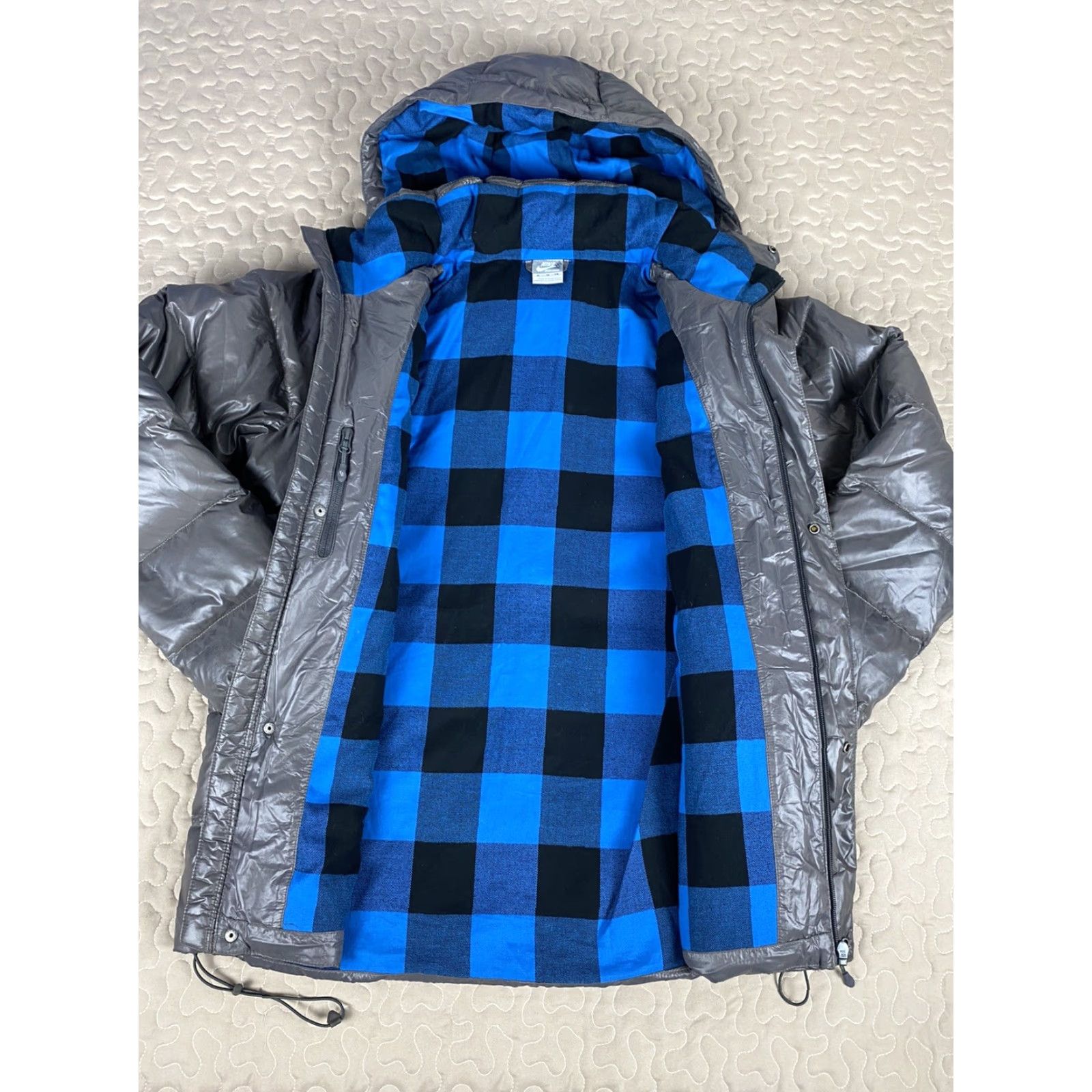 Nike Nike Air Goose Down Feather Coat Plaid Lined Mens XL Gray Size US XL / EU 56 / 4 - 3 Thumbnail
