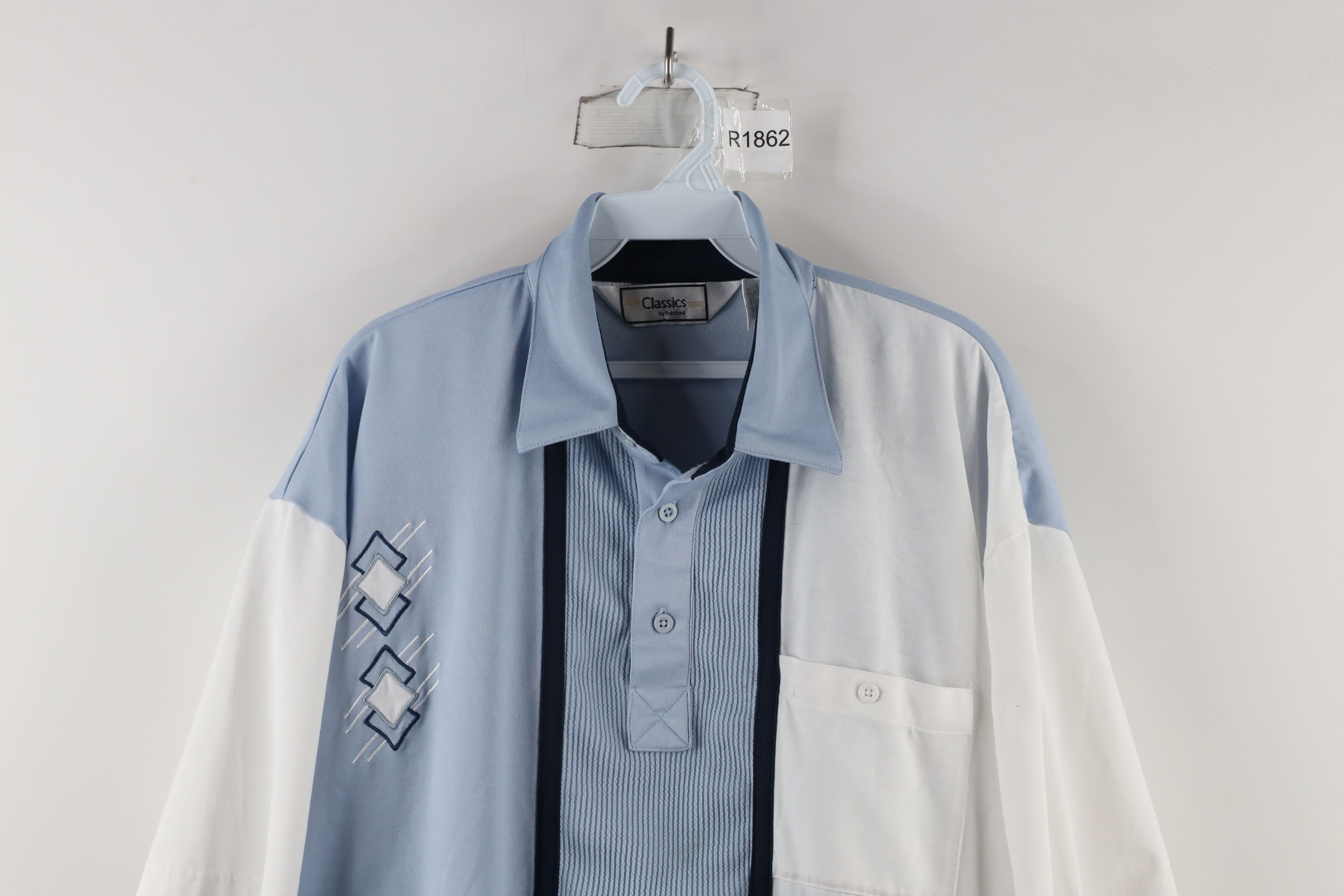 Vintage Vintage 90s Streetwear Diamond Knit Collared Pullover Polo Size US XL / EU 56 / 4 - 2 Thumbnail