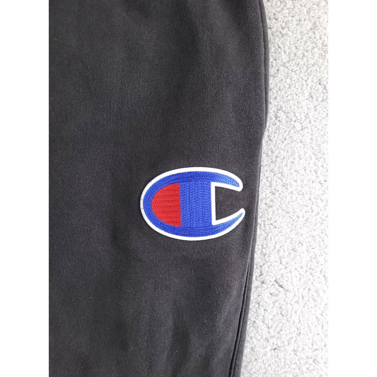 Champion VINTAGE Champion Reverse Weave Joggers Mens Small Black Logo Slim Tapered Pants Size US 29 - 3 Thumbnail