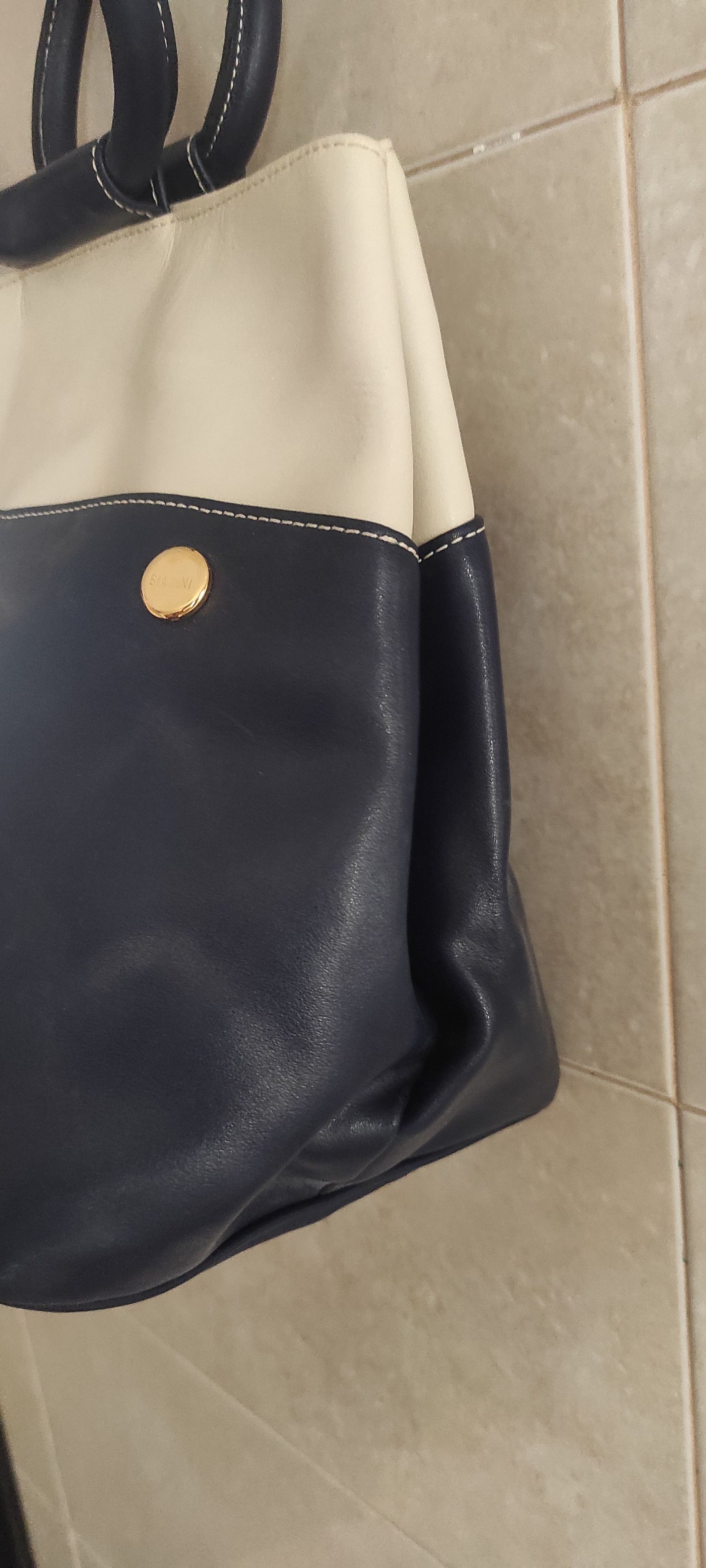Other Silvano Biagini Italy leather Cream Blue Tote Bag Handbag Size ONE SIZE - 10 Thumbnail