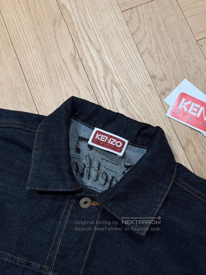 Kenzo Kenzo Silver Embroidered Women's Denim Jacket Size L / US 10 / IT 46 - 3 Thumbnail