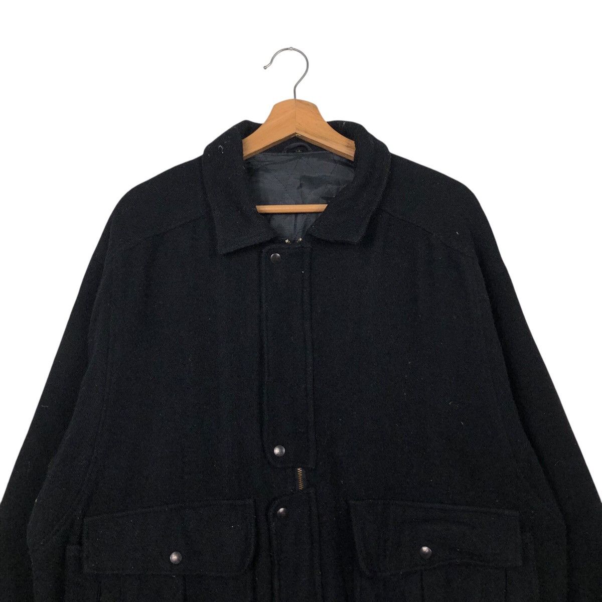 Japanese Brand Rich Black Vintage Wool Bomber Jacket Unbrandd Issey Miyake Size US L / EU 52-54 / 3 - 4 Thumbnail