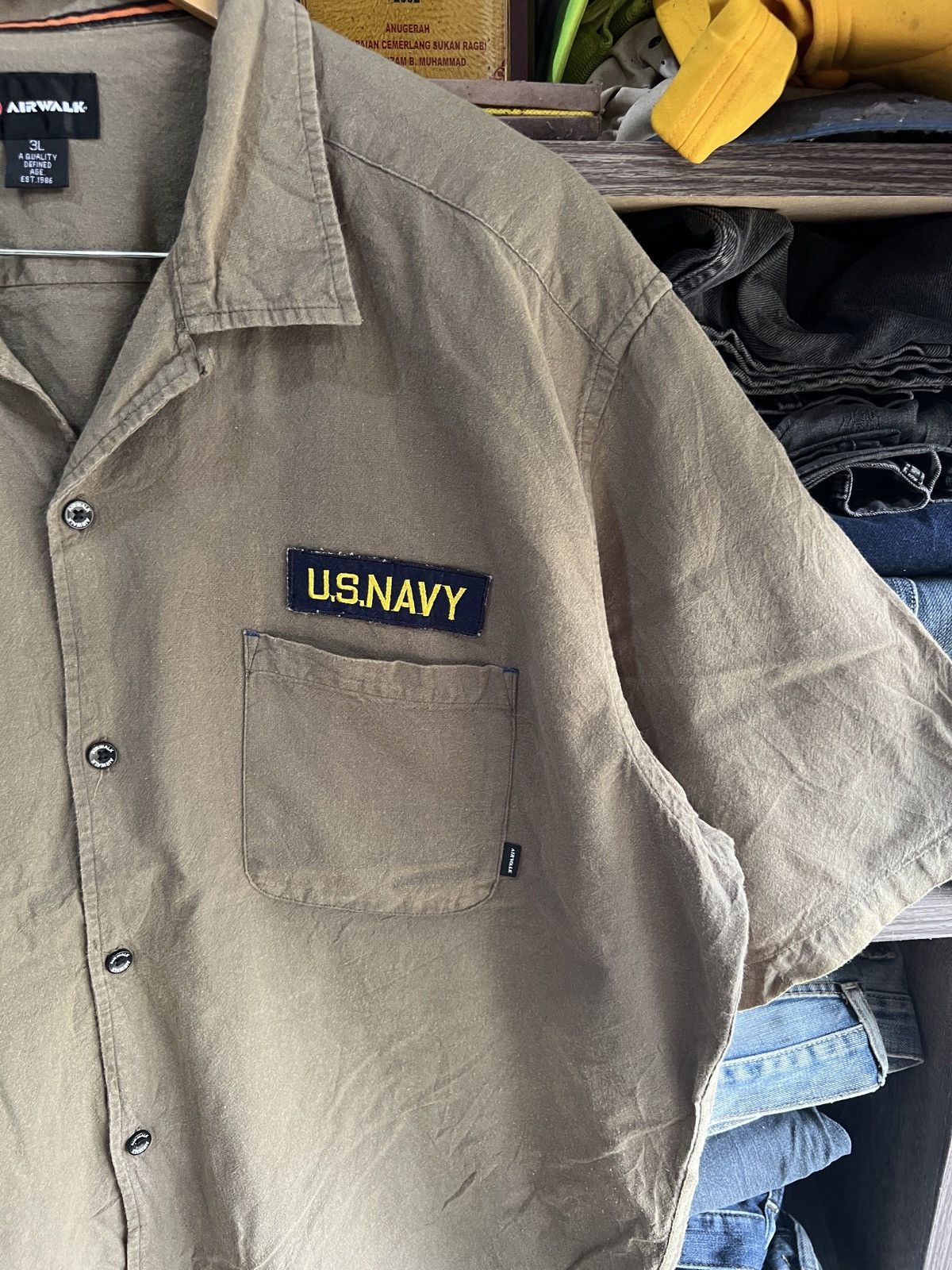 Airwalk 🔥Airwalk US Navy Button Up Shirt Size US XL / EU 56 / 4 - 6 Thumbnail