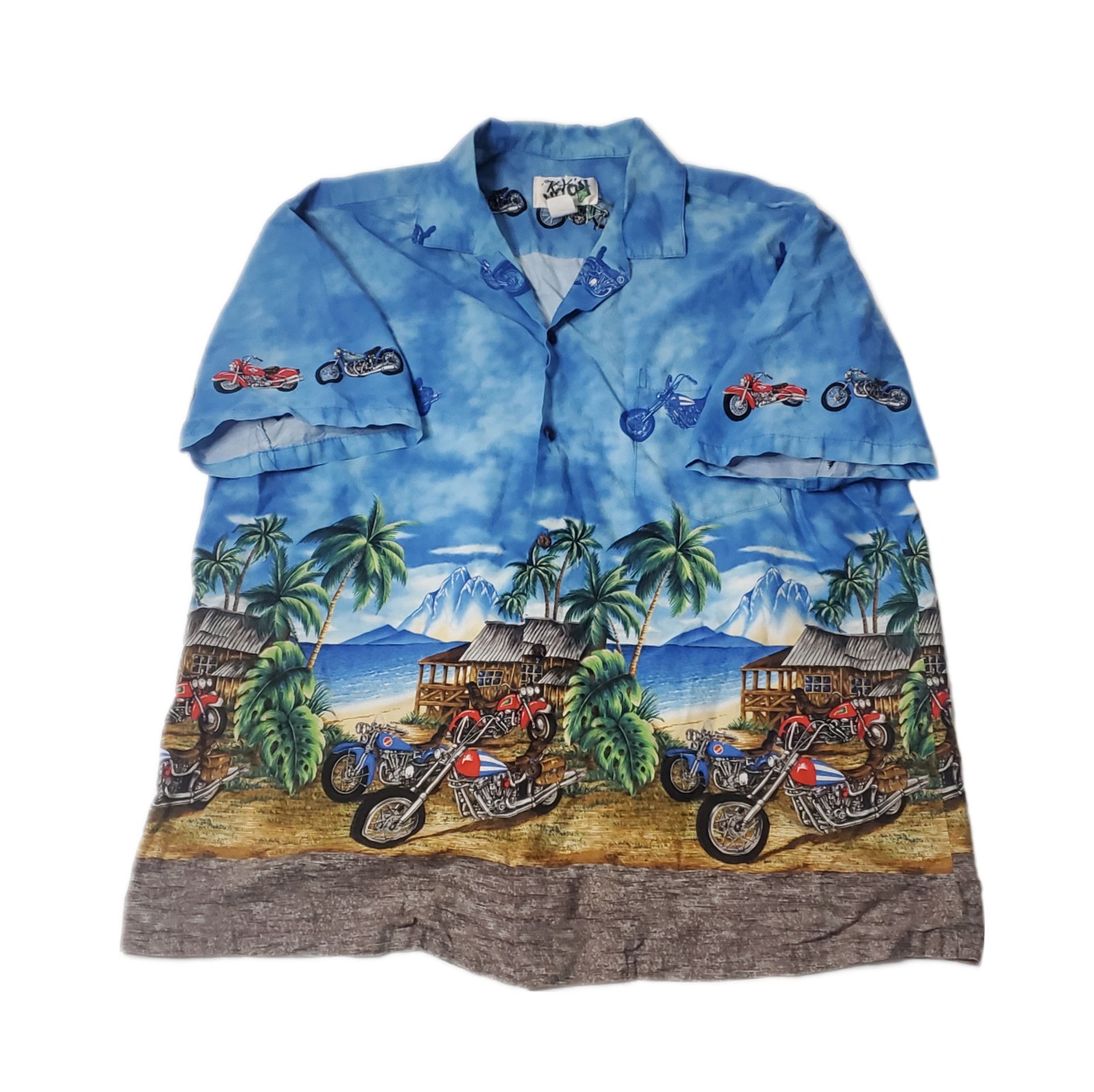 Vintage 90s All Over Print Hawaiian Biker Button Up Size US XL / EU 56 / 4 - 1 Thumbnail