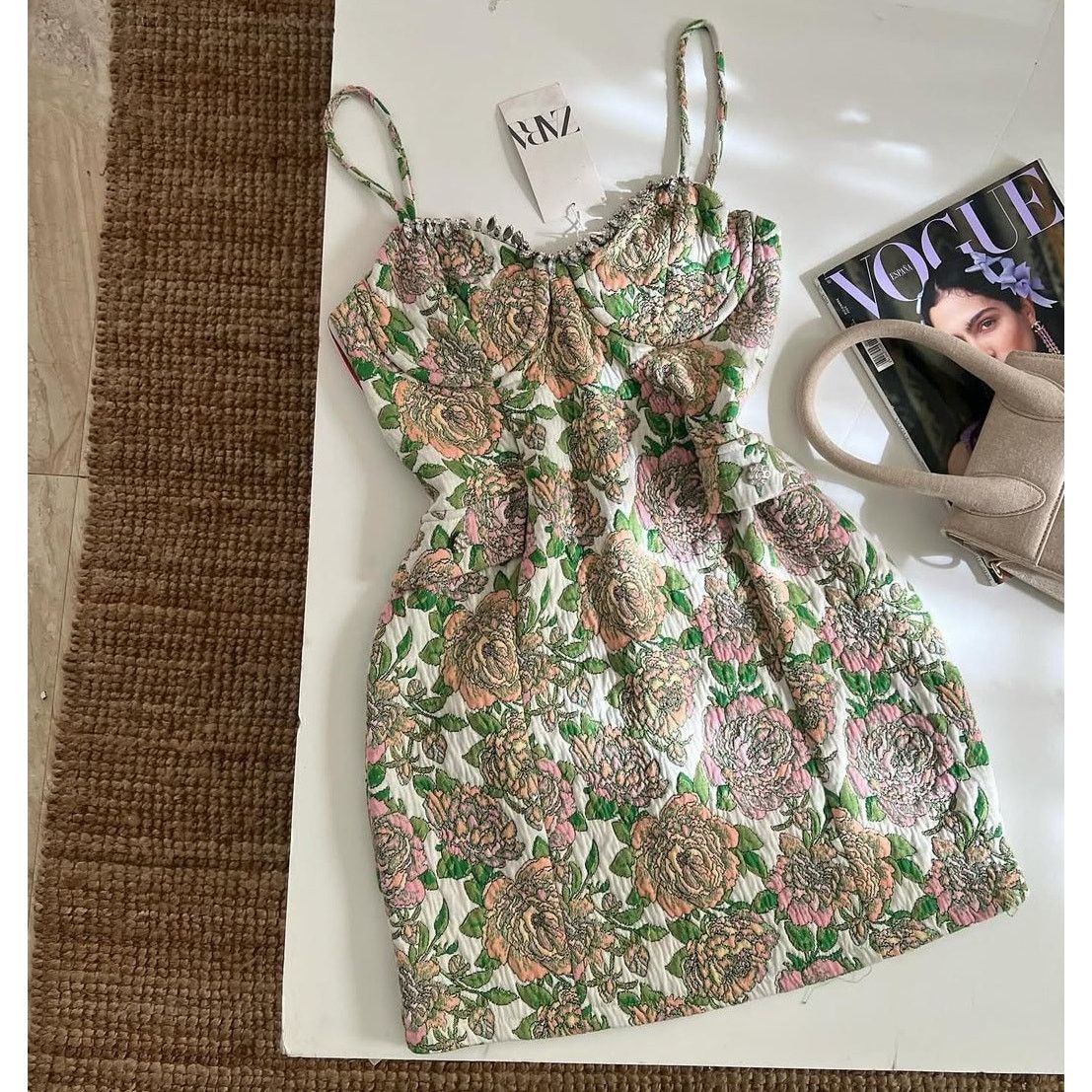 Zara ZARA Floral Jewel Detail Mini Dress NWT Size S / US 4 / IT 40 - 21 Thumbnail