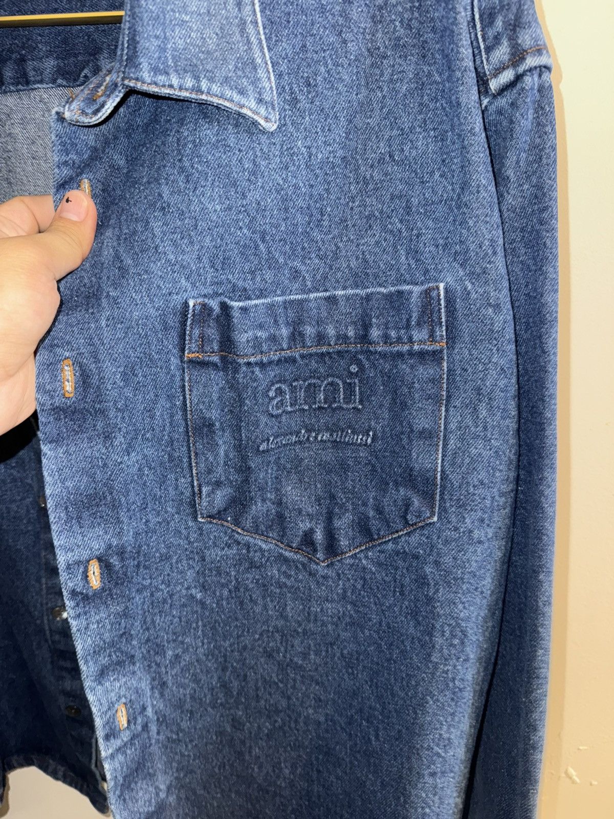 AMI Ami Paris Blue Embossed Denim Shirt Size US M / EU 48-50 / 2 - 3 Thumbnail