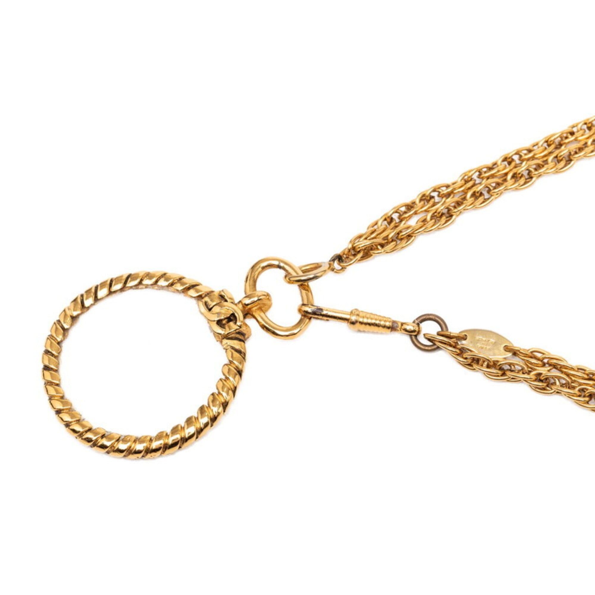 Chanel Chanel 1983 Vintage Magnifying Glass Necklace, Double Strand, Gold Plated, Women's CHANEL Size ONE SIZE - 1 Thumbnail