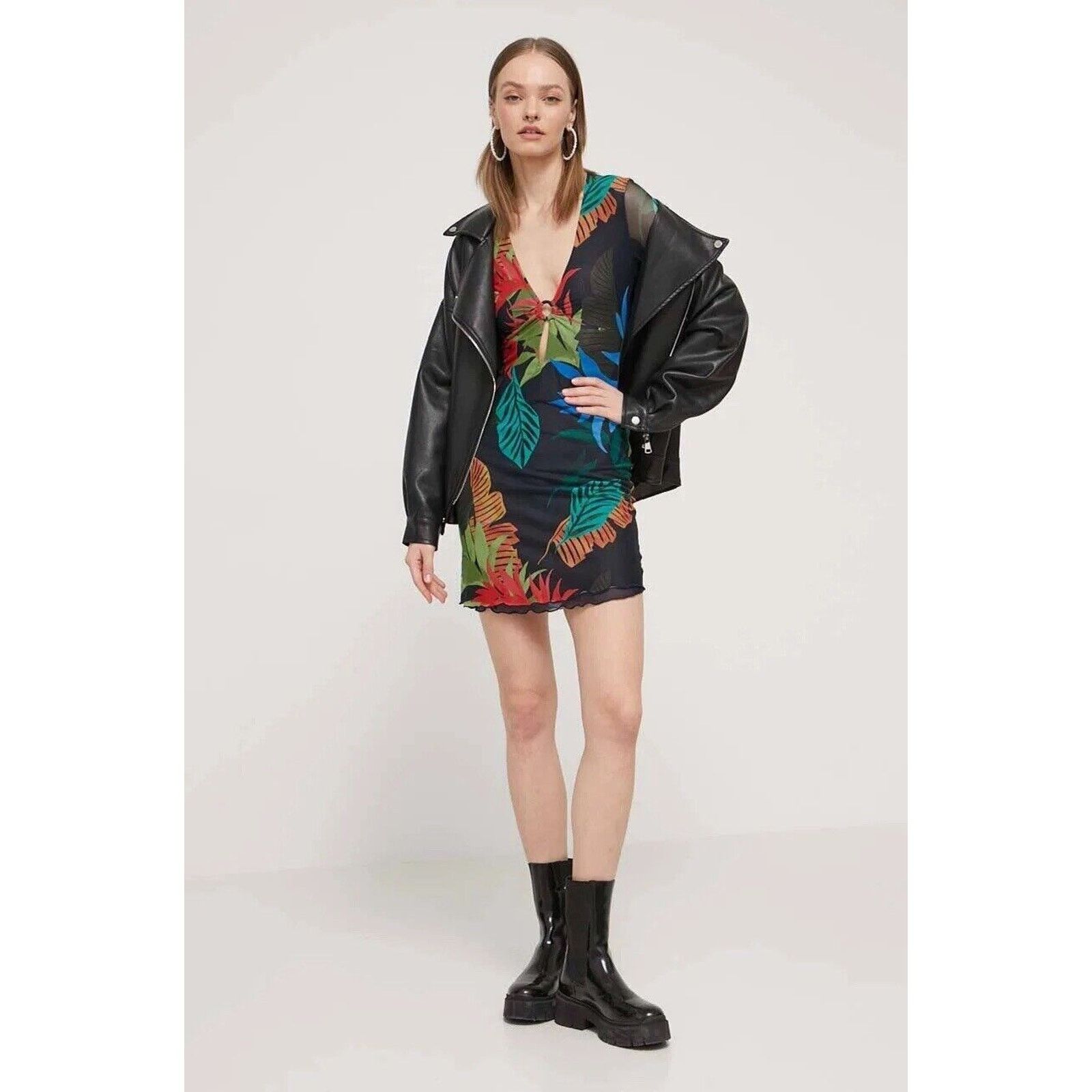 Desigual Desigual Tropical Tulle Long Sleeves Mini Dress Size XL NWT Size XL / US 12-14 / IT 48-50 - 1 Thumbnail