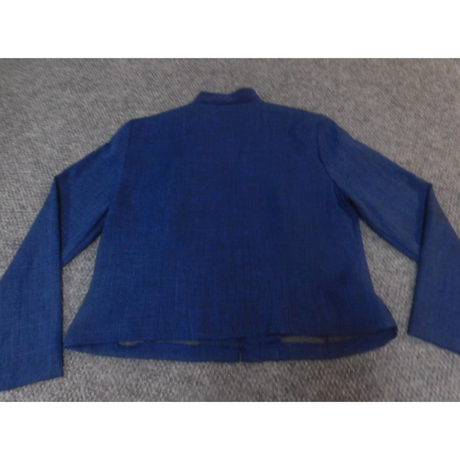 Vintage Sag Harbor Women Blazer 10P Petite Blue Full Zip Stretch Mid-Length Jacket, Business Casual, Long Sleeve, Polyester Size L / US 10 / IT 46 - 7 Thumbnail