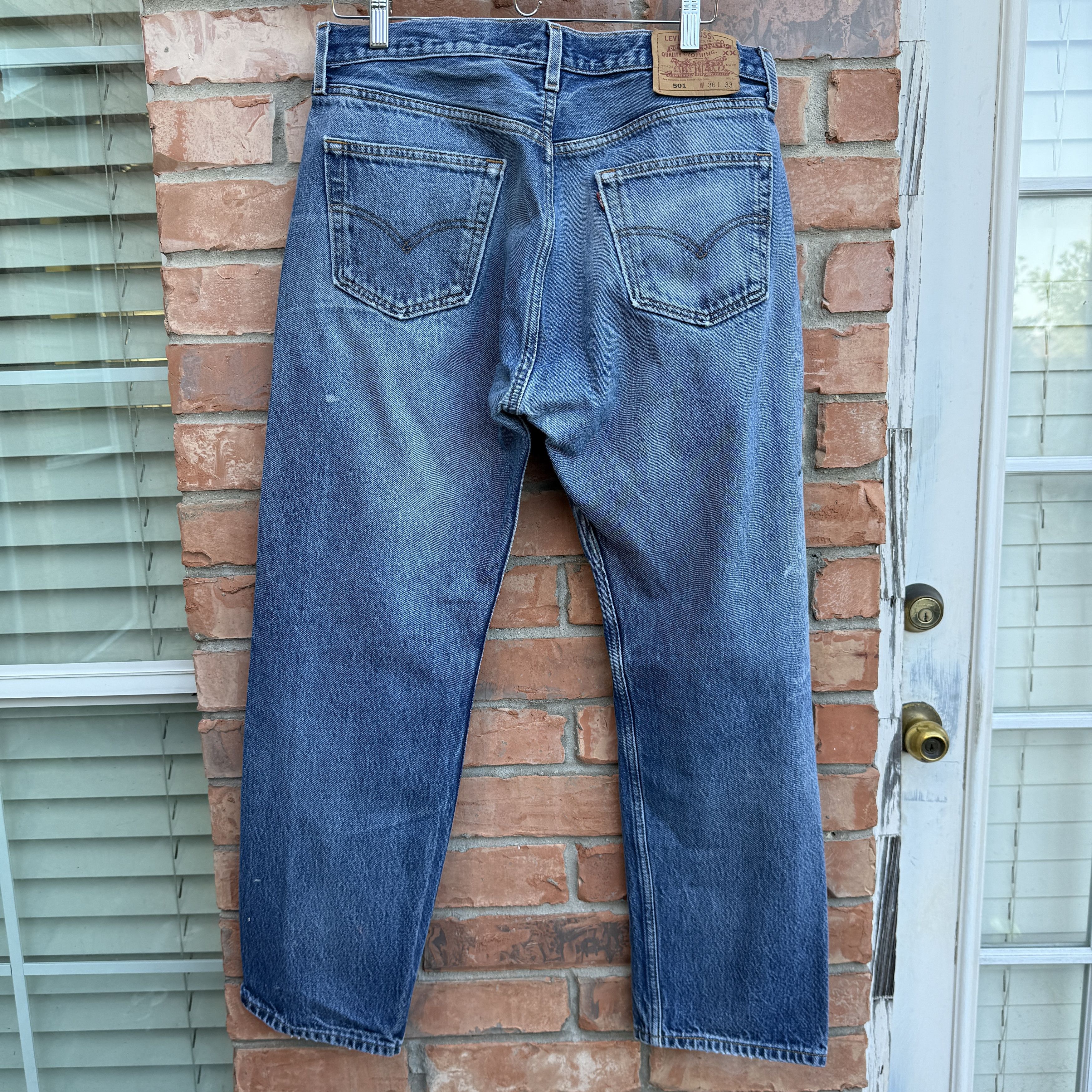 Levi's Vintage 90s Levis 501 Blue Button fly Denim Jeans Size US 34 / EU 50 - 4 Thumbnail