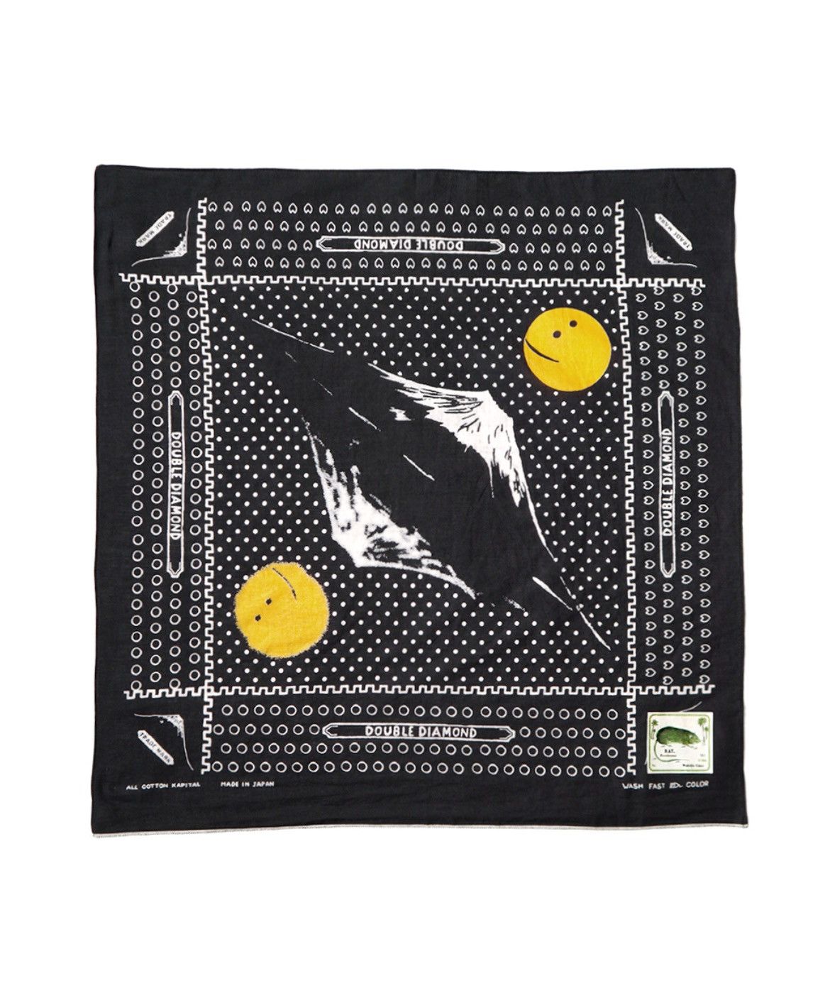 image of Kapital Mt. Fuji Smiley Bandana in Black, Men's