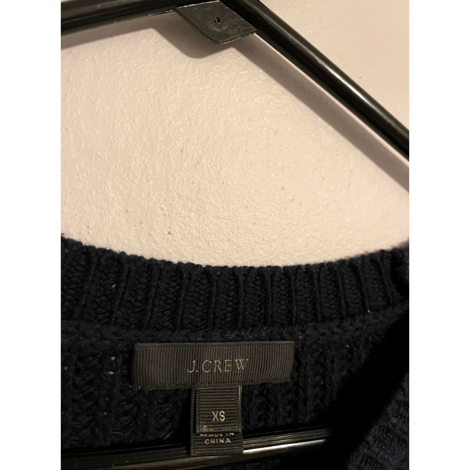 J.Crew J.CREW Sweater Pullover Cable-Knit Crew Neck Navy Blue Wool/Cotton Women's XS Size XS / US 0-2 / IT 36-38 - 2 Thumbnail