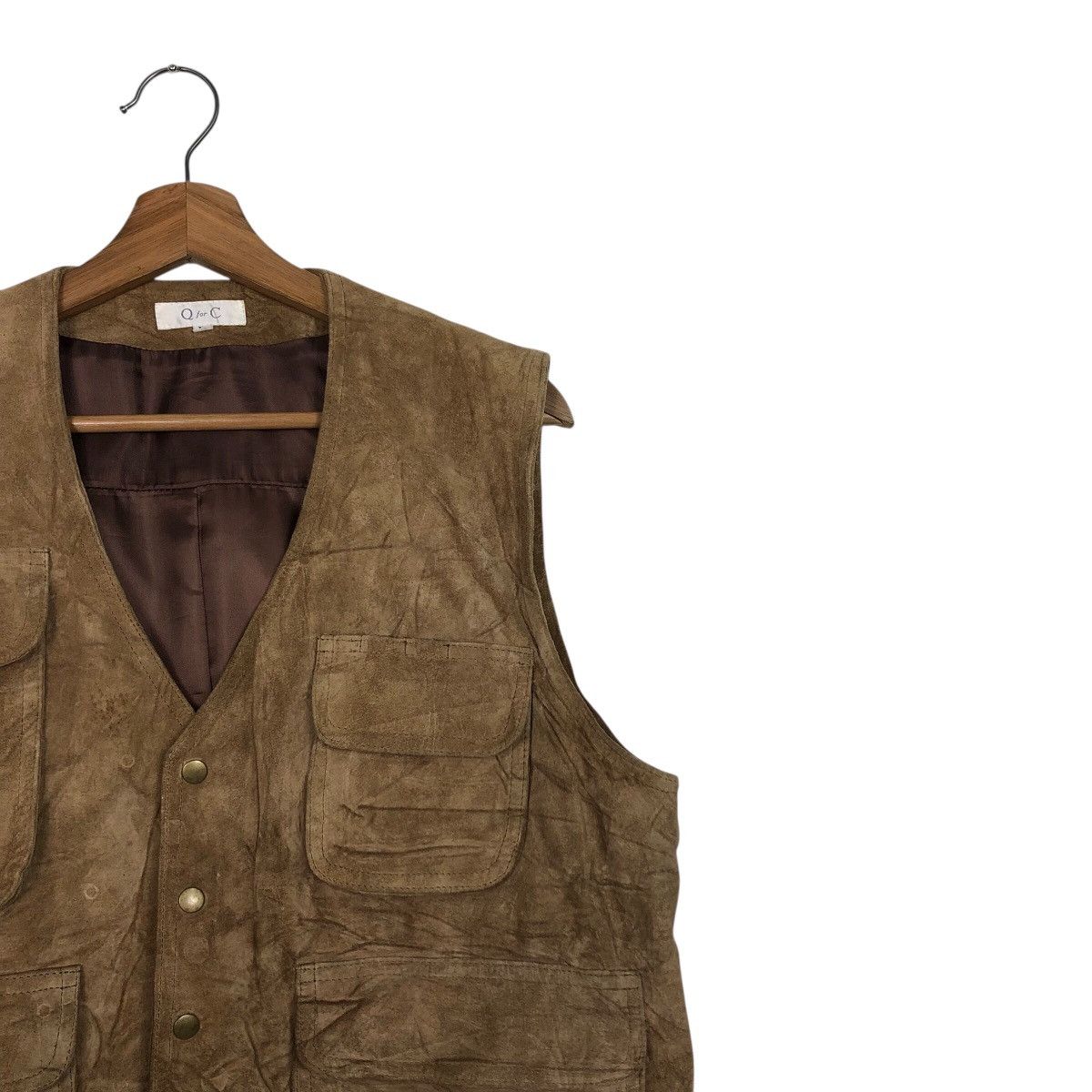 Japanese Brand 📌Q for C Vintage Vest Leather Jacket Worker Issey Miyake Size US M / EU 48-50 / 2 - 7 Thumbnail