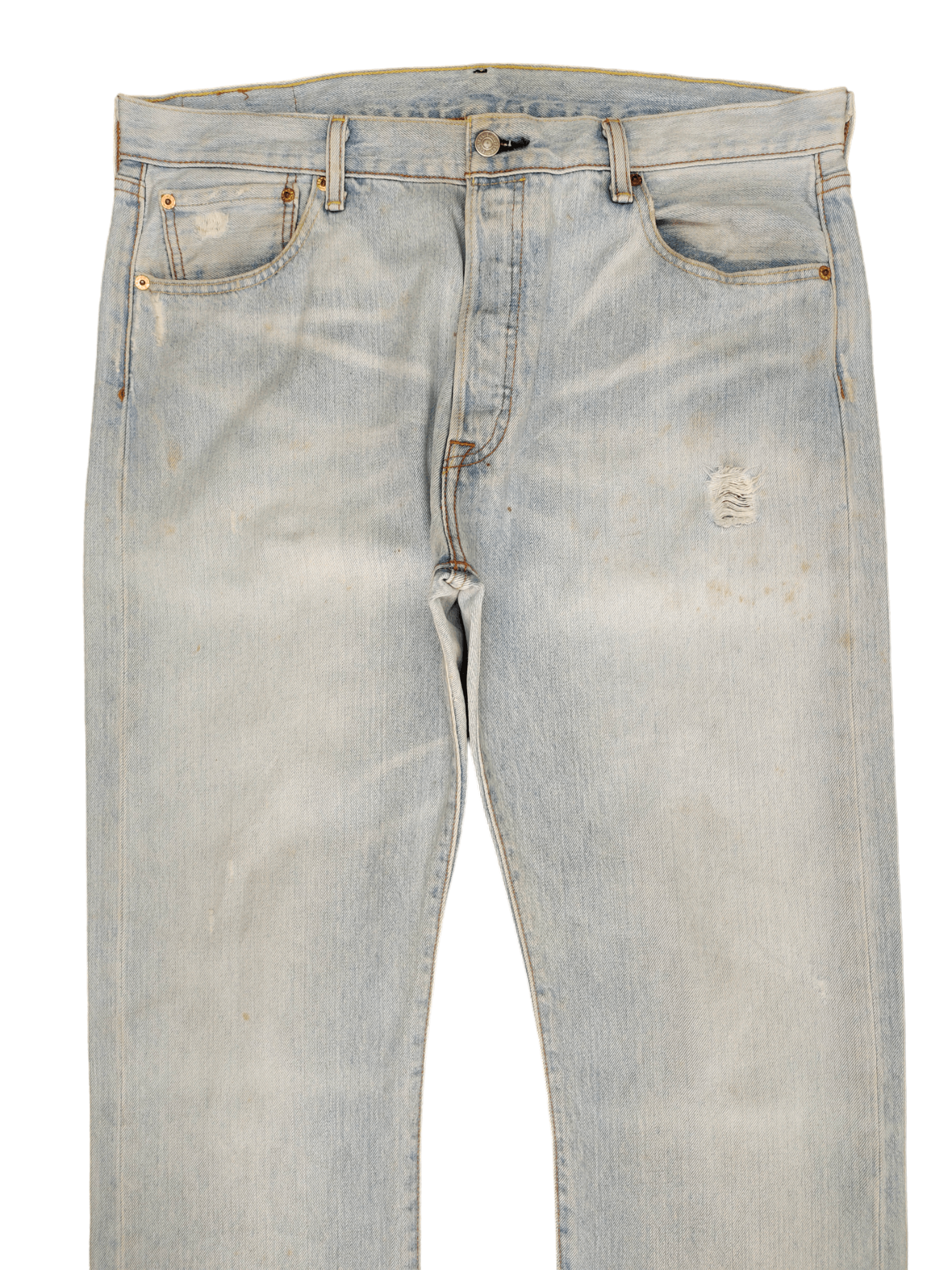 Levi's Size 36x34 Vintage Levis 501 Light Wash Jeans Distressed Size US 36 / EU 52 - 2 Thumbnail