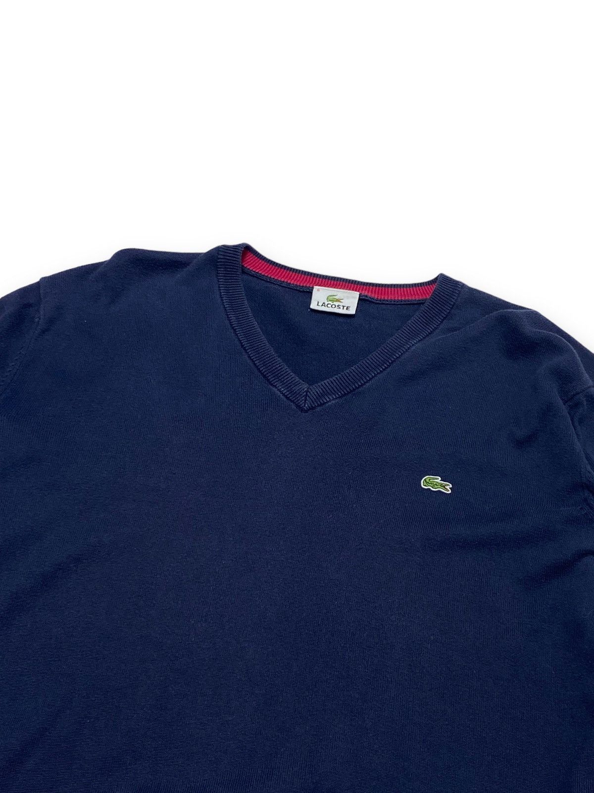 Lacoste Vintage LACOSTE Navy V Neck Longsleeve Shirt Size US L / EU 52-54 / 3 - 2 Thumbnail