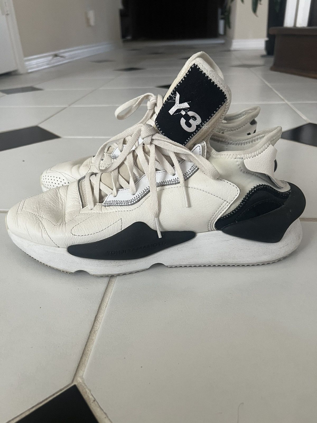 Y-3 Kaiwa Sneakers White Black Size US 11.5 / EU 44-45 - 4 Thumbnail