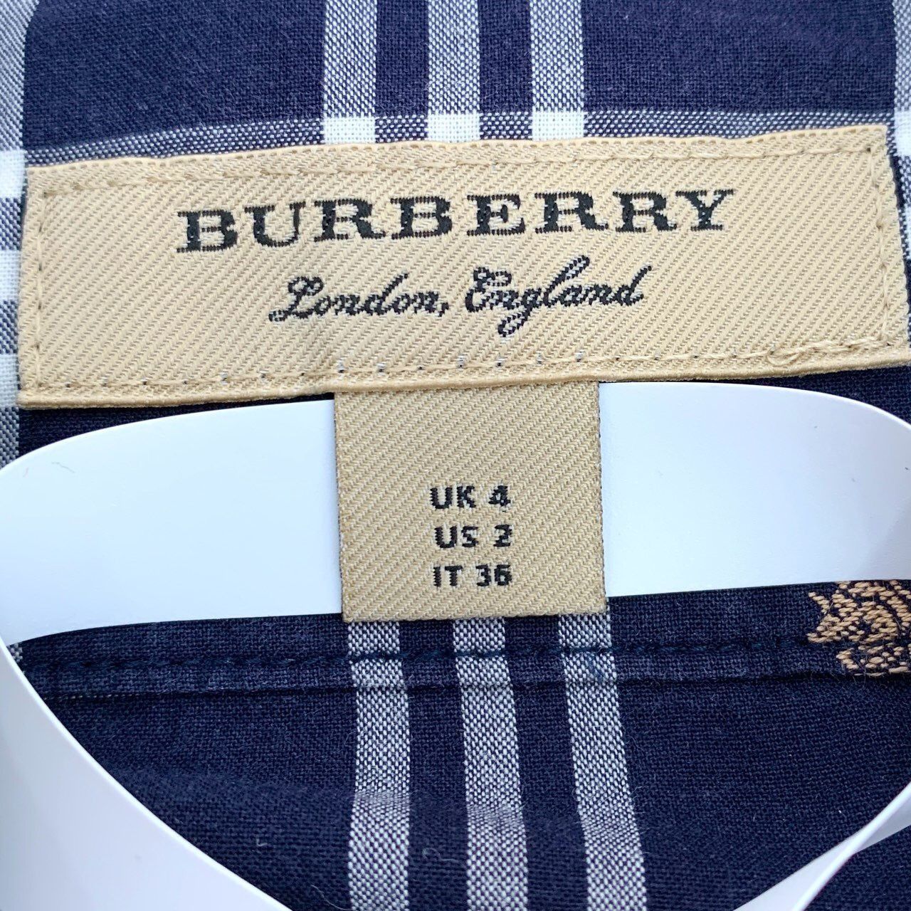 Burberry [Burberry] Equestrian Knight Check Navy Blue Long-Sleeve Shi Size XS / US 0-2 / IT 36-38 - 2 Thumbnail