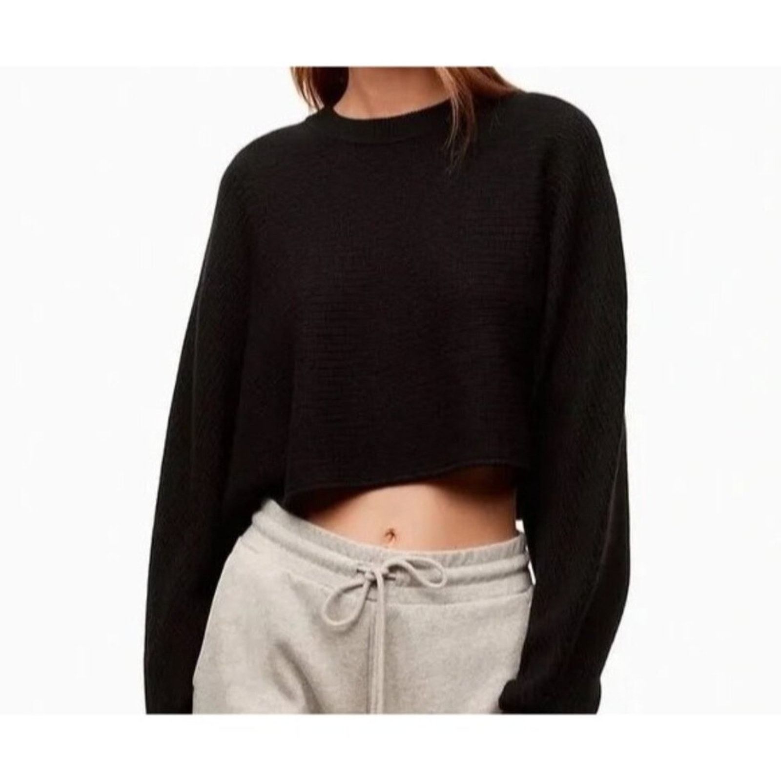 Aritzia Aritzia Wilfred Sweater Small Merino Wool Lolan Crop Black Size S / US 4 / IT 40 - 1 Thumbnail