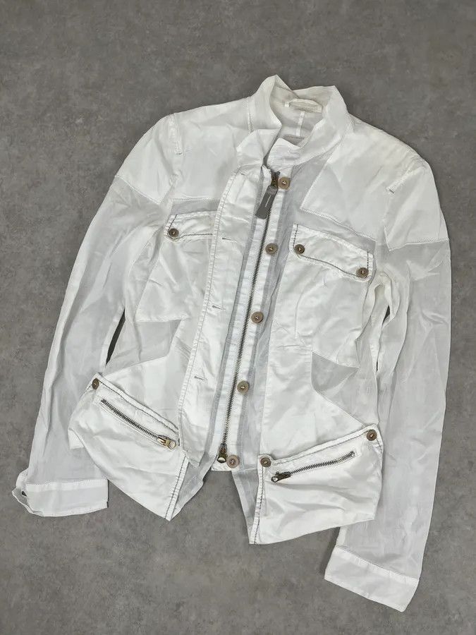 Marithe + Francois Girbaud 2000s Marithé et François Girbaud White Cargo Pocket Jacket Size XS / US 0-2 / IT 36-38 - 4 Thumbnail