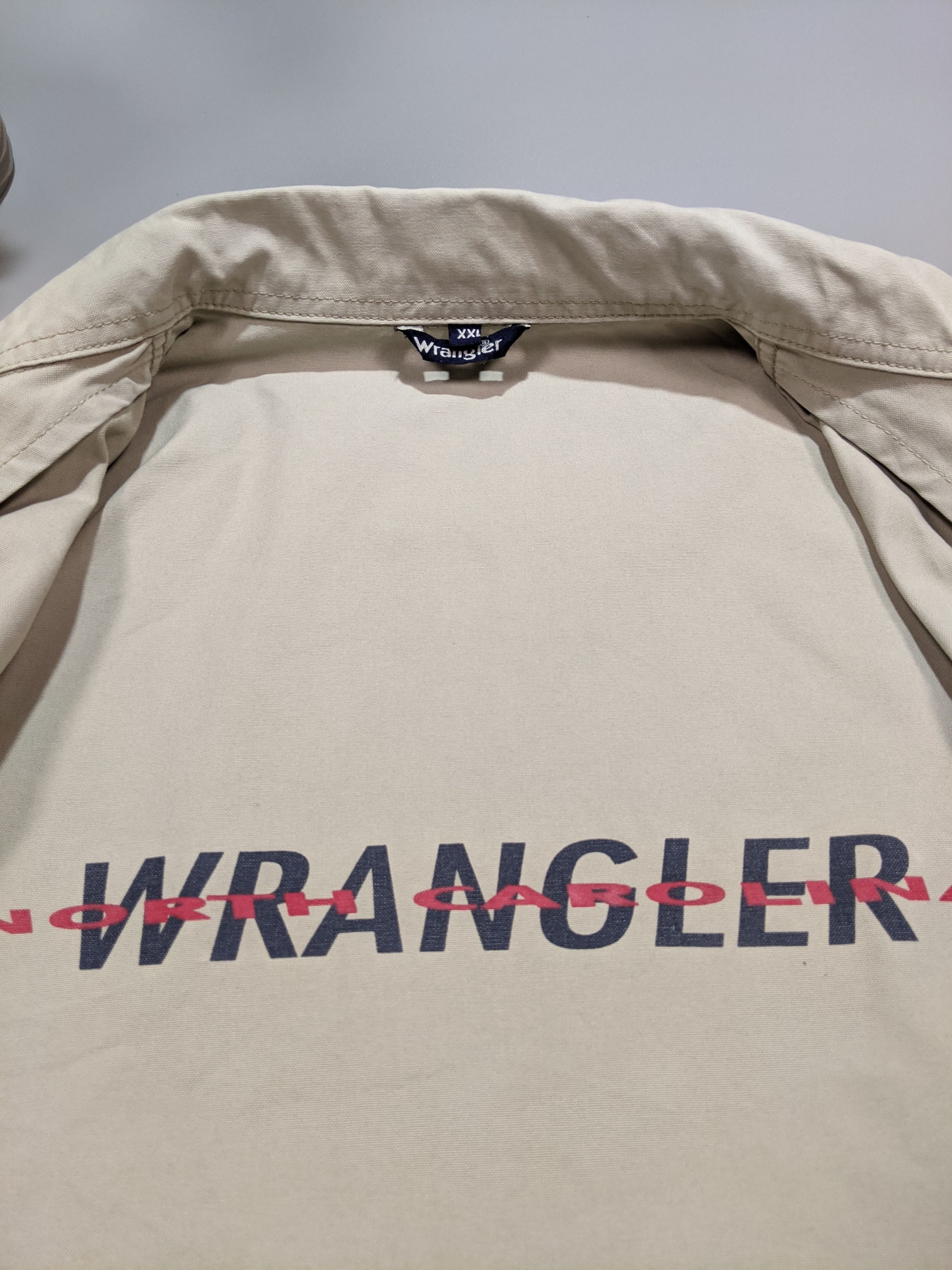 Vintage × Wrangler WRANGLER 80s Vintage Beige Army Hunting Cotton Jacket Size US XXL / EU 58 / 5 - 5 Thumbnail