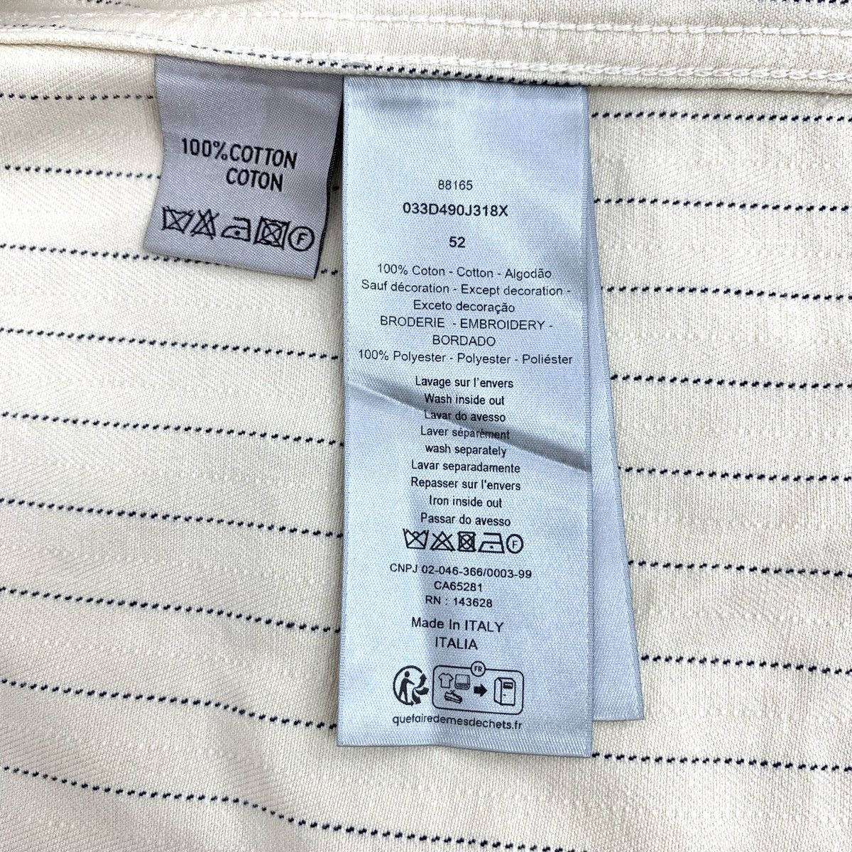 Dior Dior Pale Yellow Striped Embroidered Long Sleeve Shirt K26WX Size US L / EU 52-54 / 3 - 9 Thumbnail