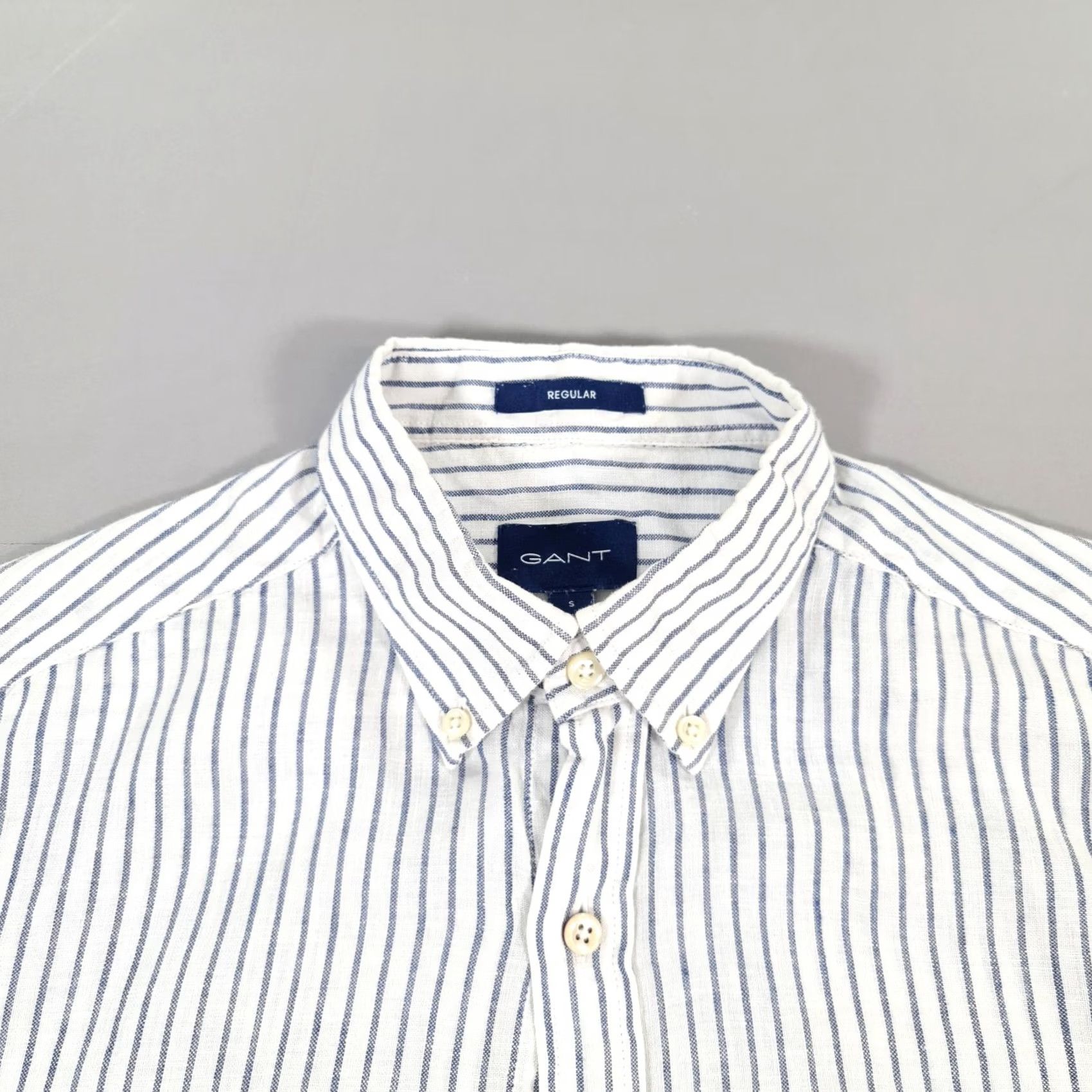 Gant GANT Shirt White S 100% Linen Button-Up Short Sleeve Collared Casual Vintage No Mens Size US S / EU 44-46 / 1 - 2 Thumbnail