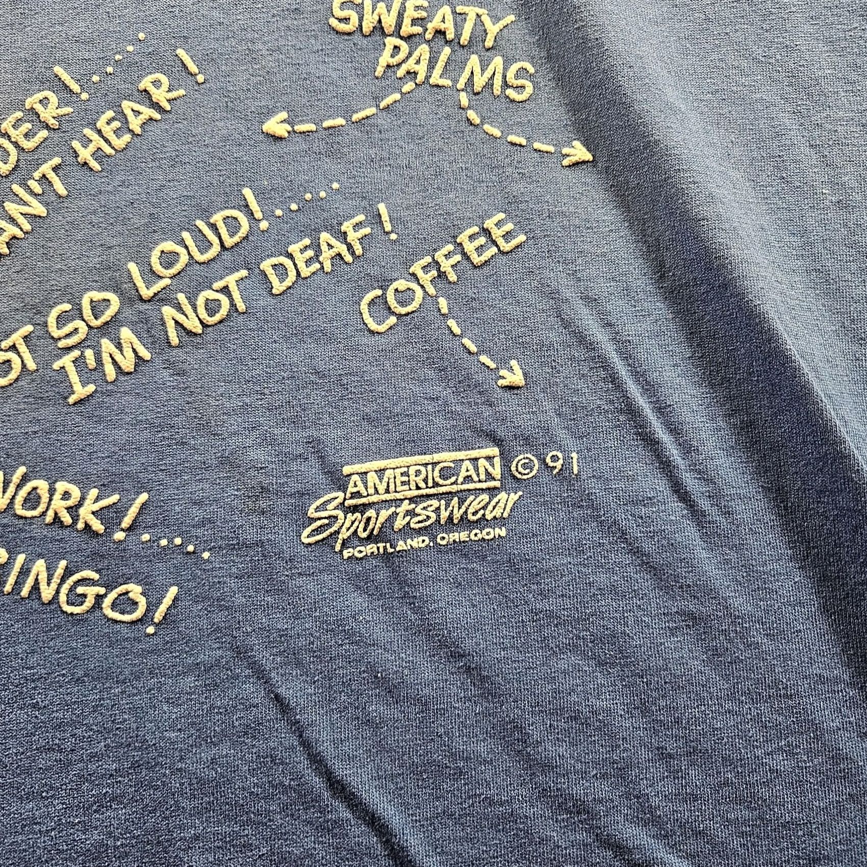 Hanes VINTAGE Bingo Shirt Mens XL Blue American Sportswear Funny Graphic 90s Tee 1991 Size US XL / EU 56 / 4 - 3 Thumbnail