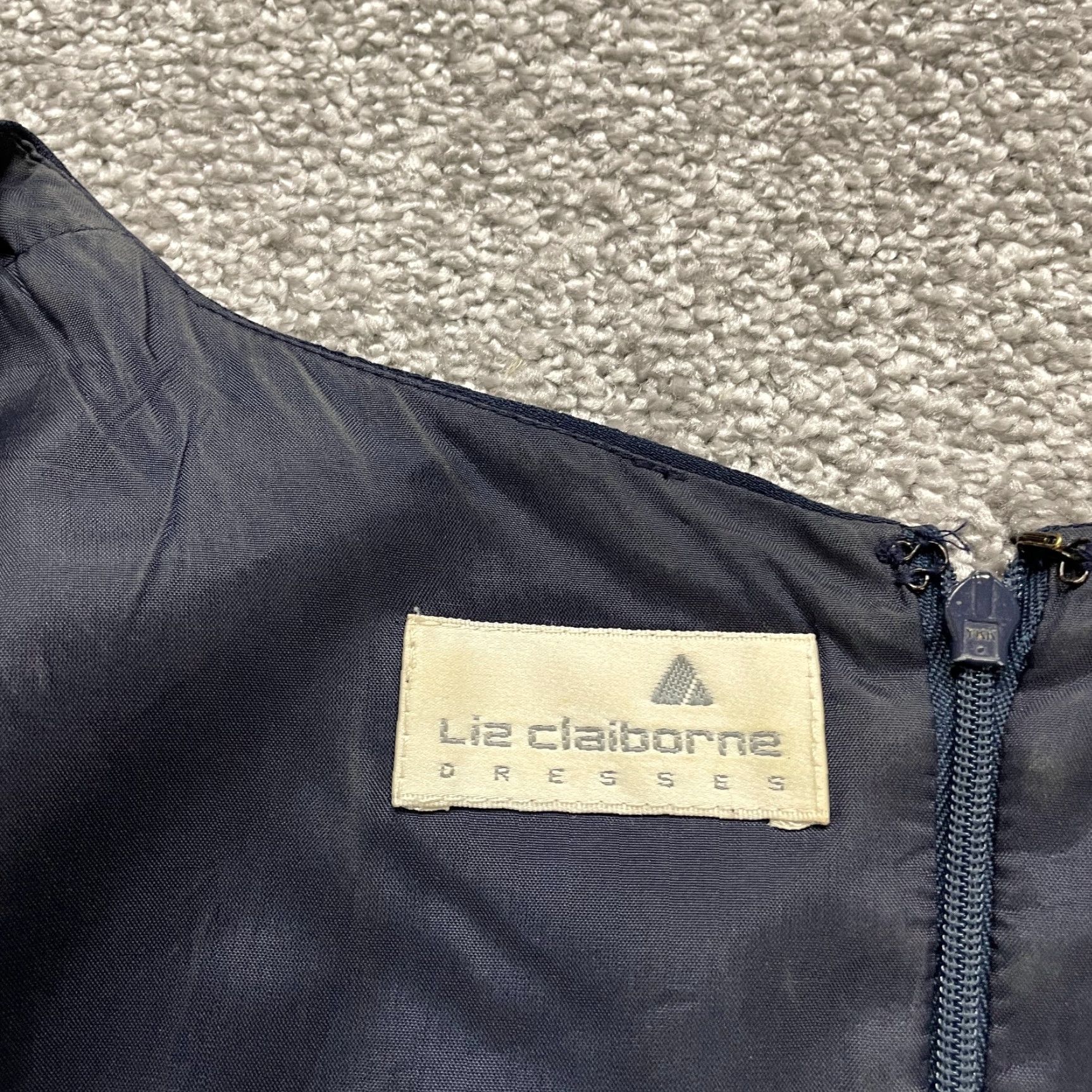 Liz Claiborne Liz Claiborne Dress Sheath Womens 14 Navy Blue Lined Back Slit Knee Length Work Size XL / US 12-14 / IT 48-50 - 7 Thumbnail