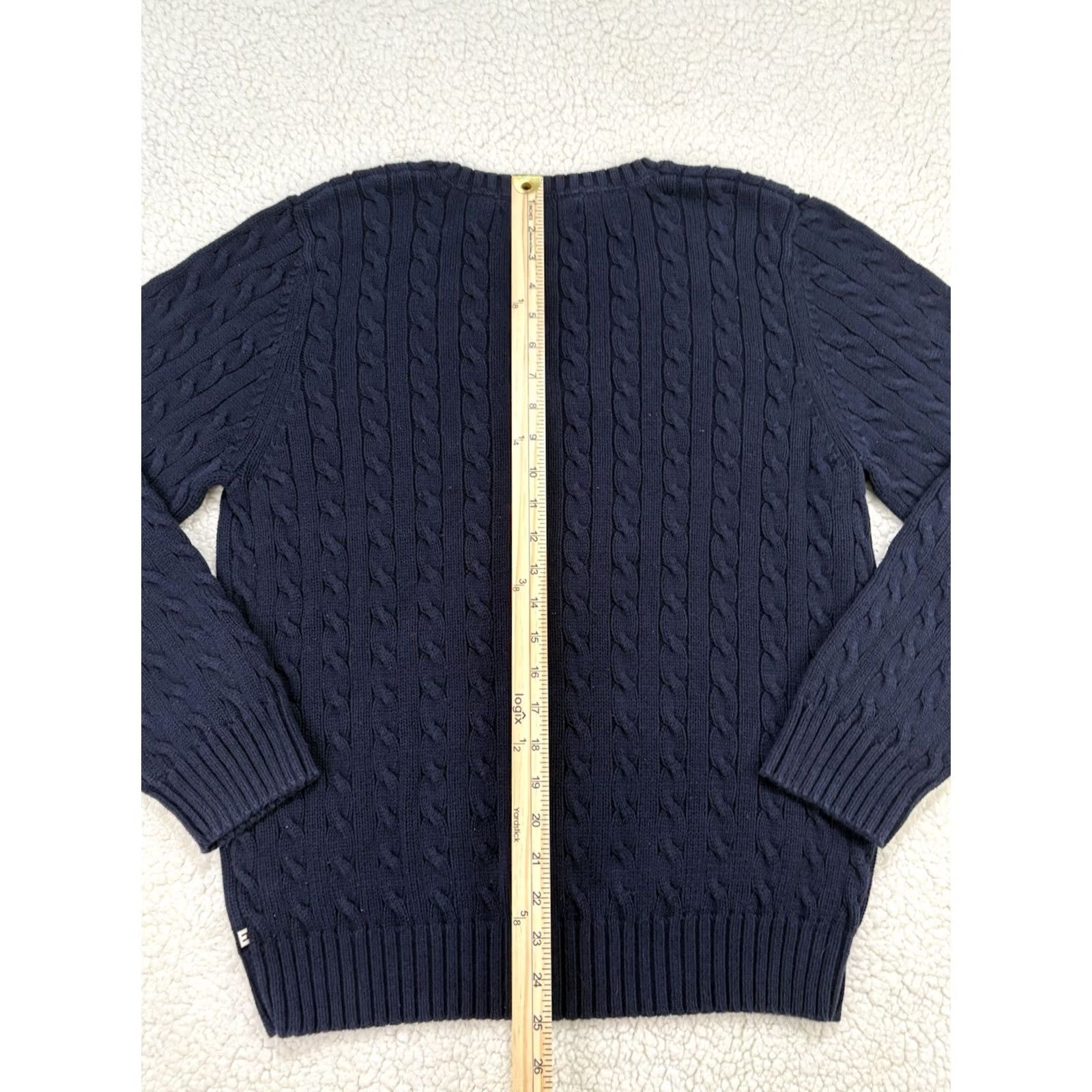 Tommy Hilfiger Tommy Hilfiger Cable Knit Jumper Sweater Mens 2XL Blue Cotton Pullover V-Neck Size US XXL / EU 58 / 5 - 7 Thumbnail