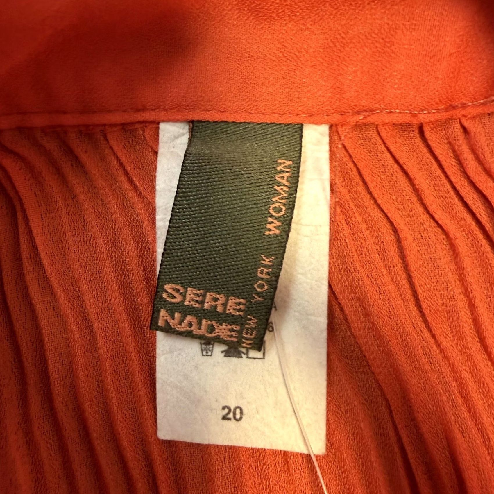 DANCER Serenade New York Blouse Womens 20W Plus Orange Fire Dance Puff Sleeve Sheer Top Size 3XL / US 20-22 - 3 Thumbnail