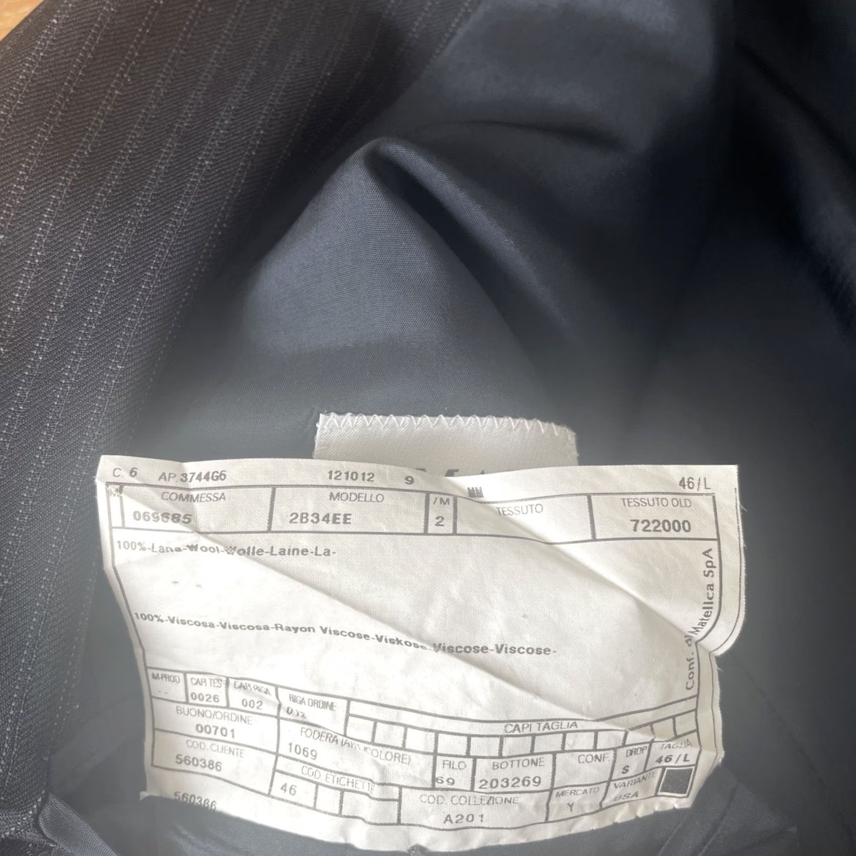 Armani Armani Collezioni Blazer Sport Coat Wool Black Pinstripe Long Coat Mens 46L Italy Blazer Size 46R - 5 Thumbnail