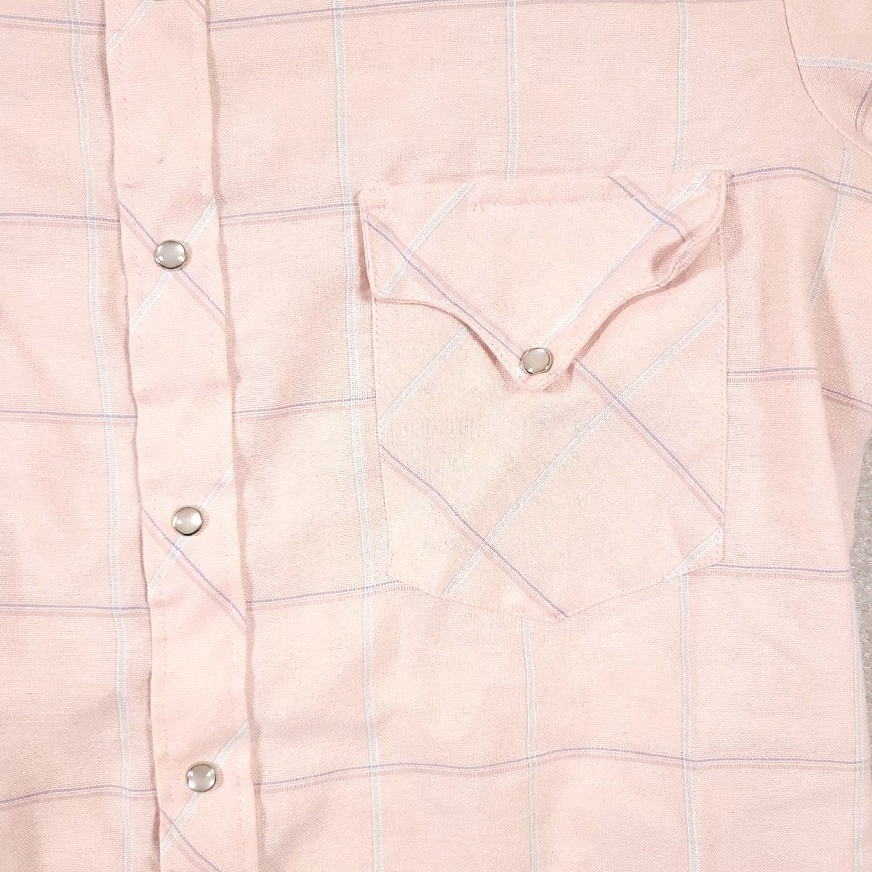 Vintage VINTAGE Prior Westerns Denver Shirt Mens 15.5 35 Cowboy Pearl Snaps Pink Grunge USA Size US M / EU 48-50 / 2 - 4 Thumbnail