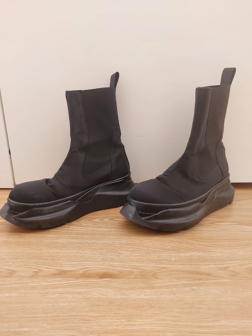 image of Rick Owens x Rick Owens Drkshdw Abstract Beetle Boots in Black, Men's (Size 8)