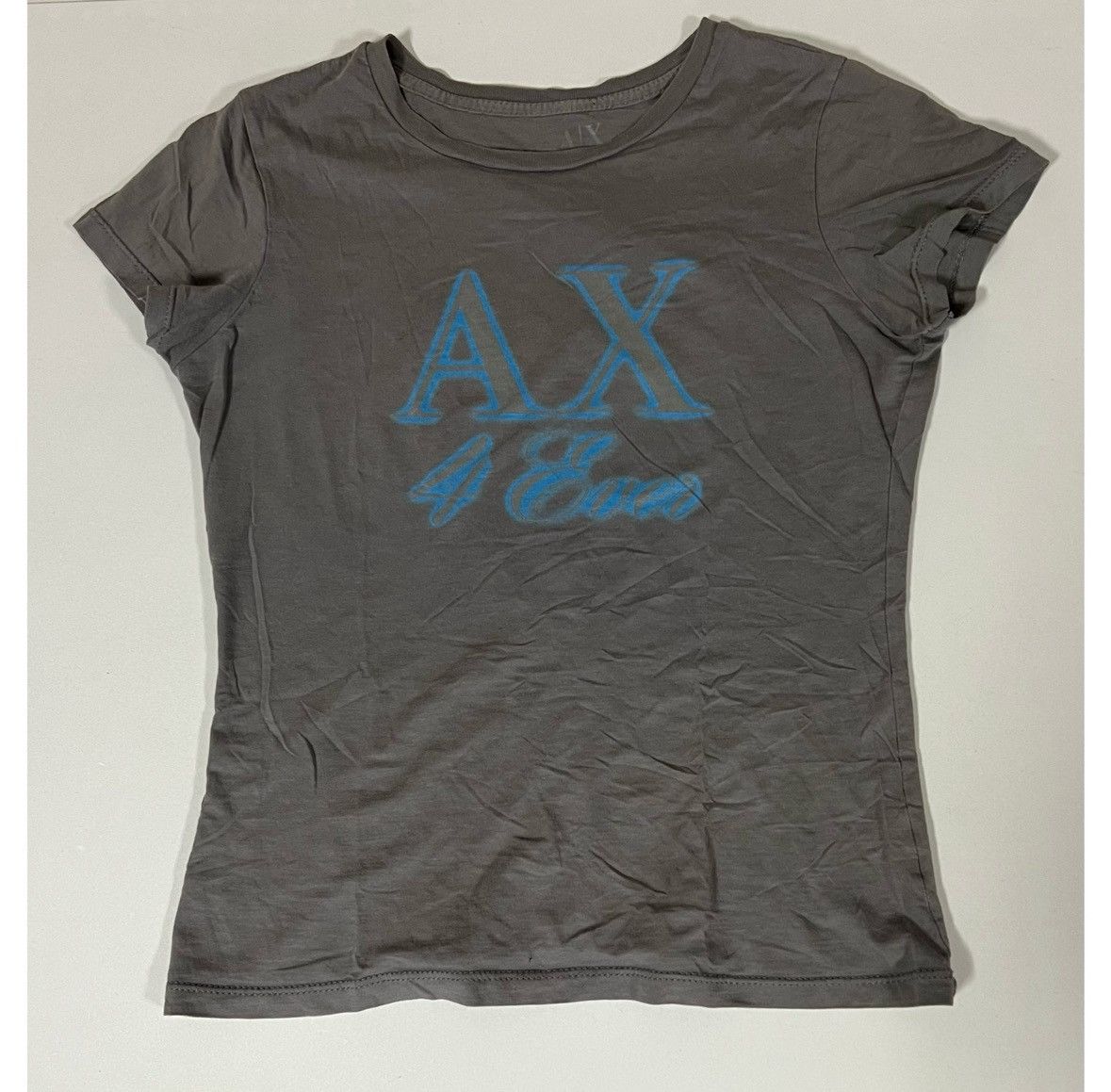 Armani Exchange Armani Exchange Gray Blue Logo Graphic T-Shirt Top Size S 💙🩶 Size S / US 4 / IT 40 - 1 Thumbnail