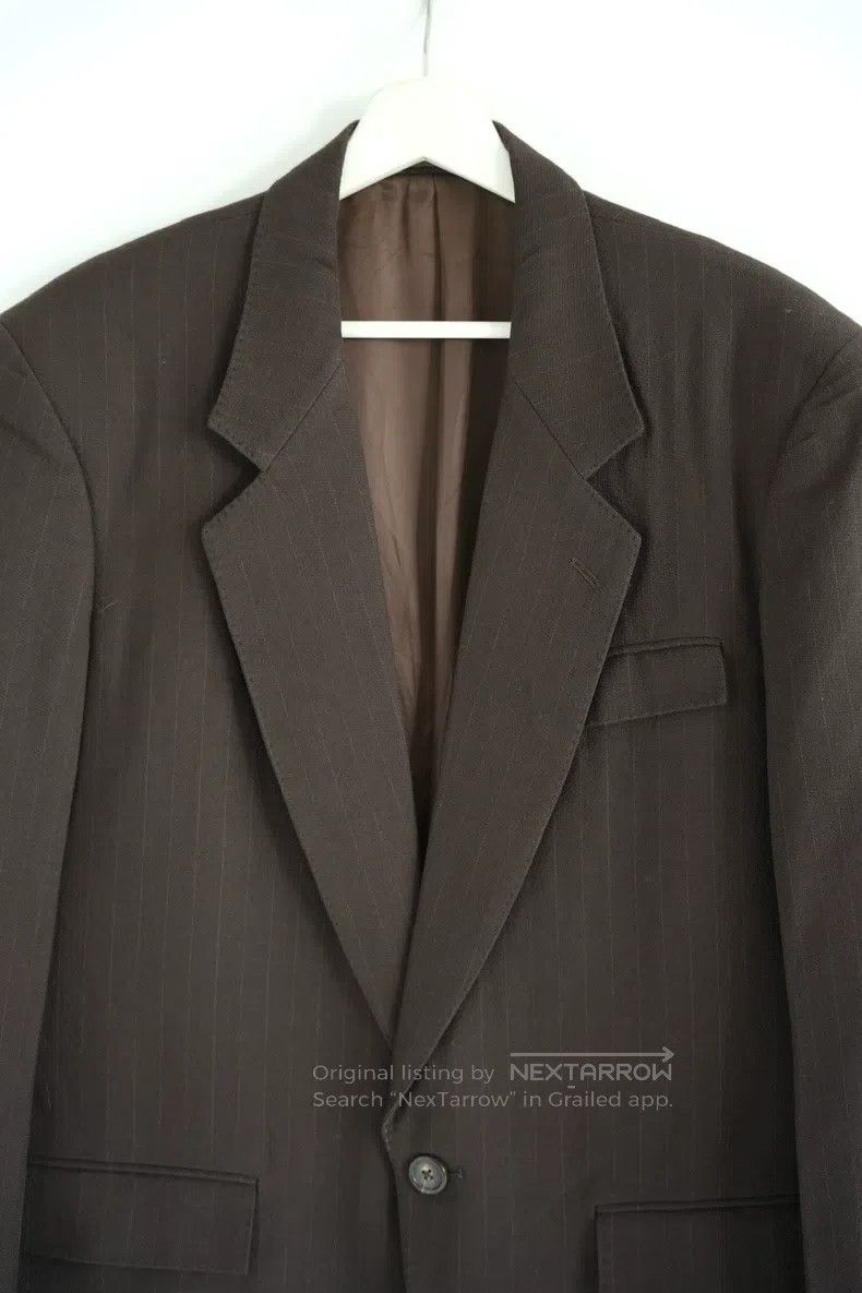 Yohji Yamamoto Yohji Yamamoto size m 90s single button brown stripe blazer Size 48R - 3 Thumbnail