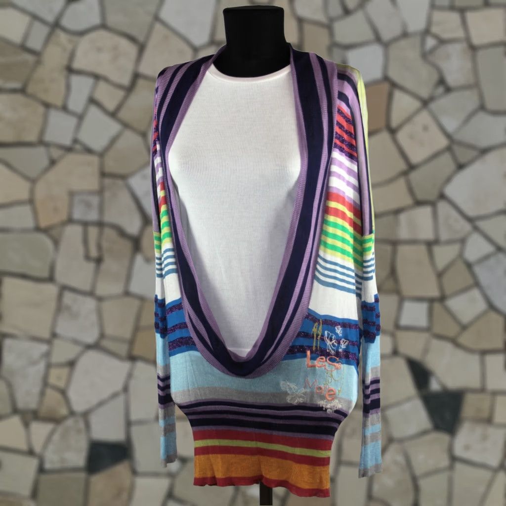 Desigual Desigual Blouse Shirt Multicolored Striped Tunic Long Sleeve S Womens Size S / US 4 / IT 40 - 1 Thumbnail