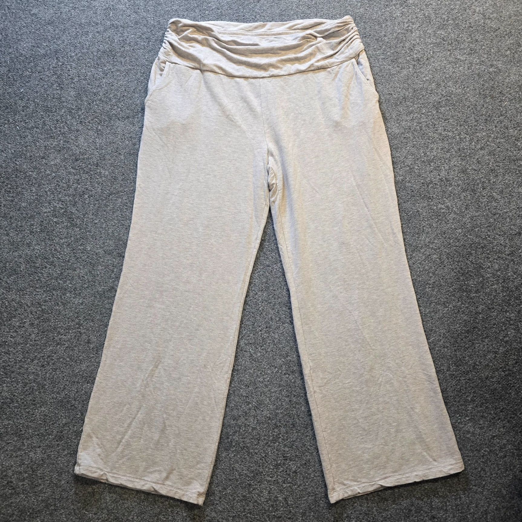 Vintage Garnet Hill Pants Womens XL Gray Foldover Waist Wide-Leg Tencel Lounge Casual Pants Size 40" / US 18 - 2 Thumbnail