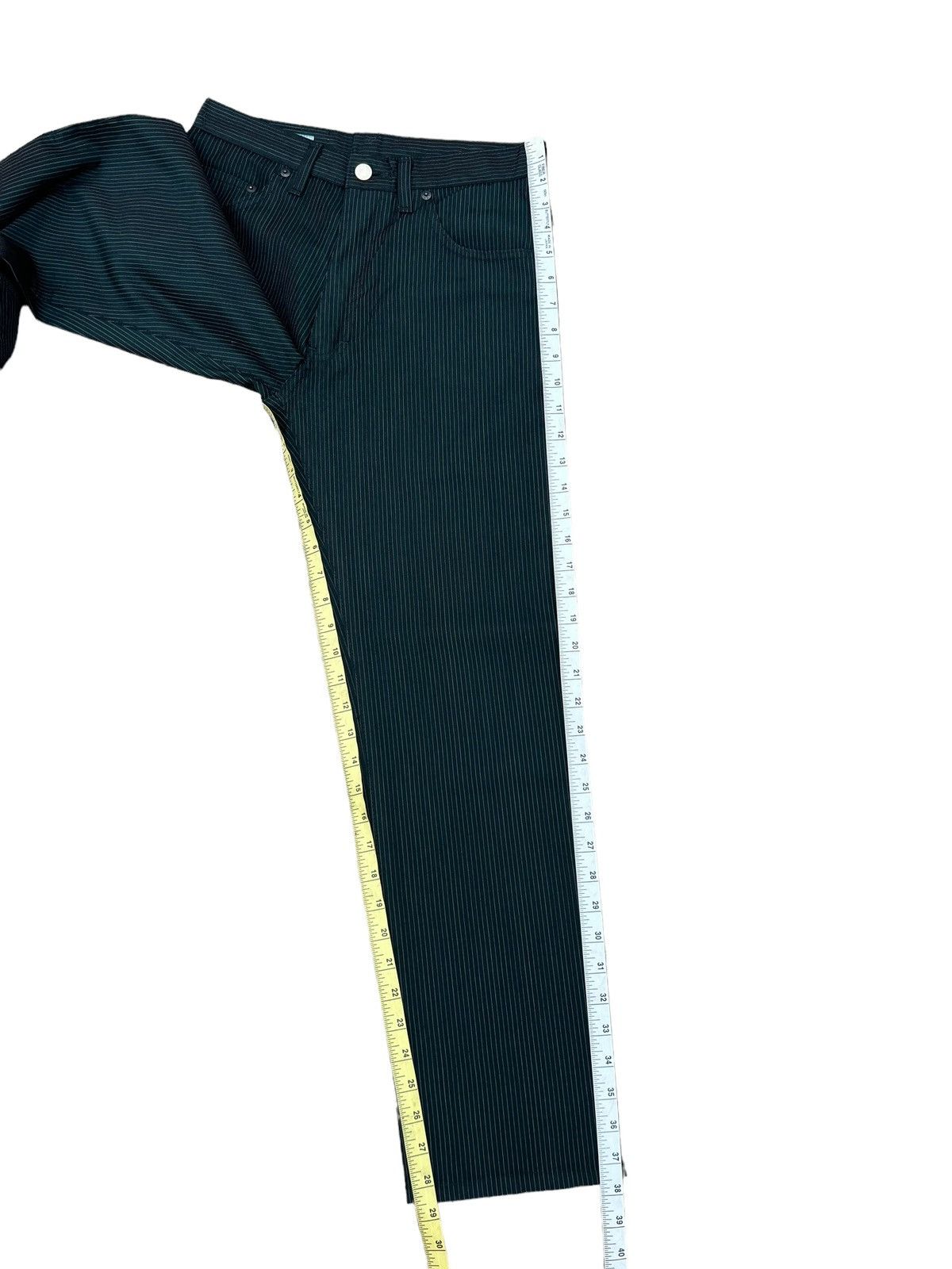 Vintage Paul Smith Jeans Shiny Dark Green Striped Pant Size US 28 / EU 44 - 4 Thumbnail