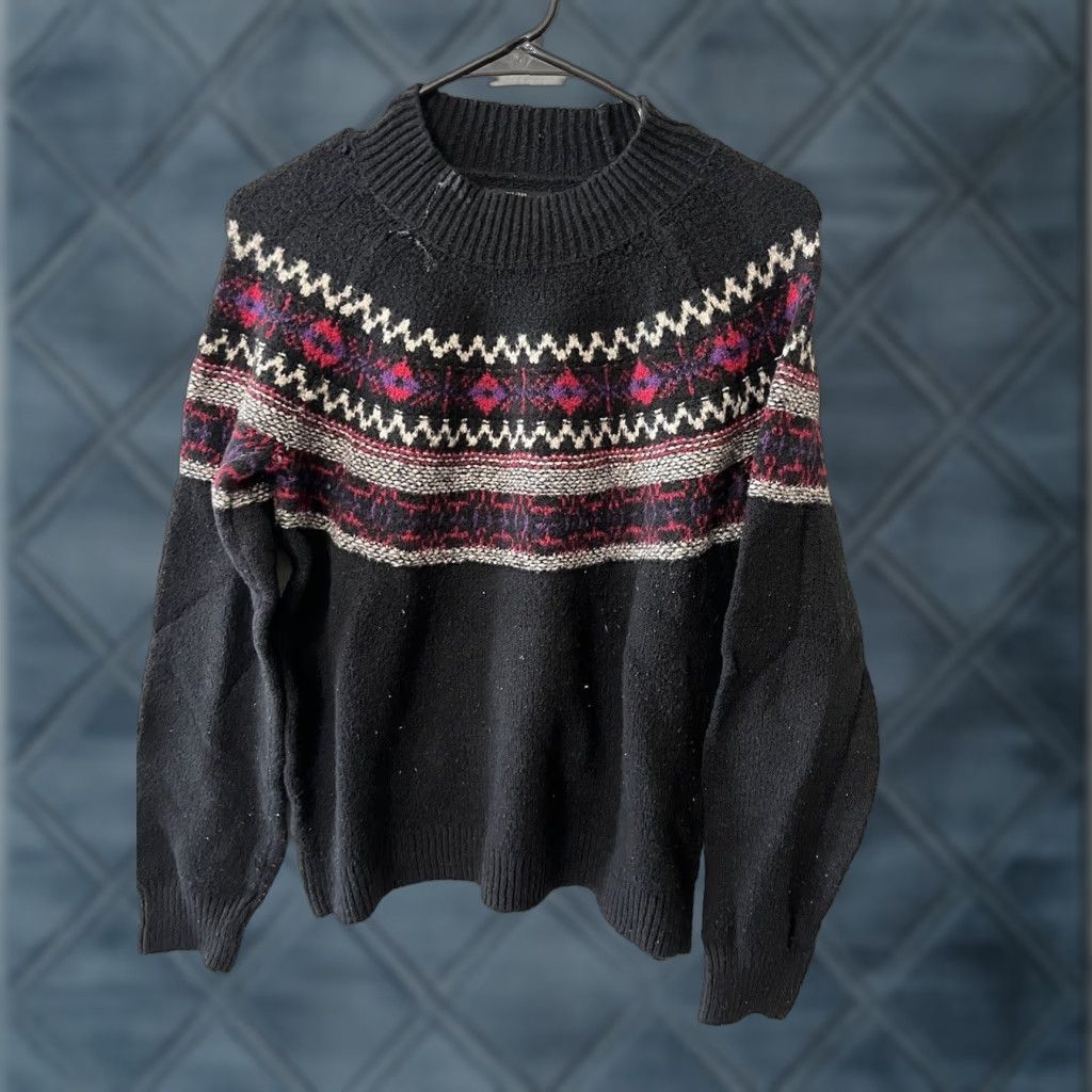 Lucky Brand Lucky Brand Aztec Sweater Women’s Small Knit Mock Neck Pullover Black Size S / US 4 / IT 40 - 1 Thumbnail