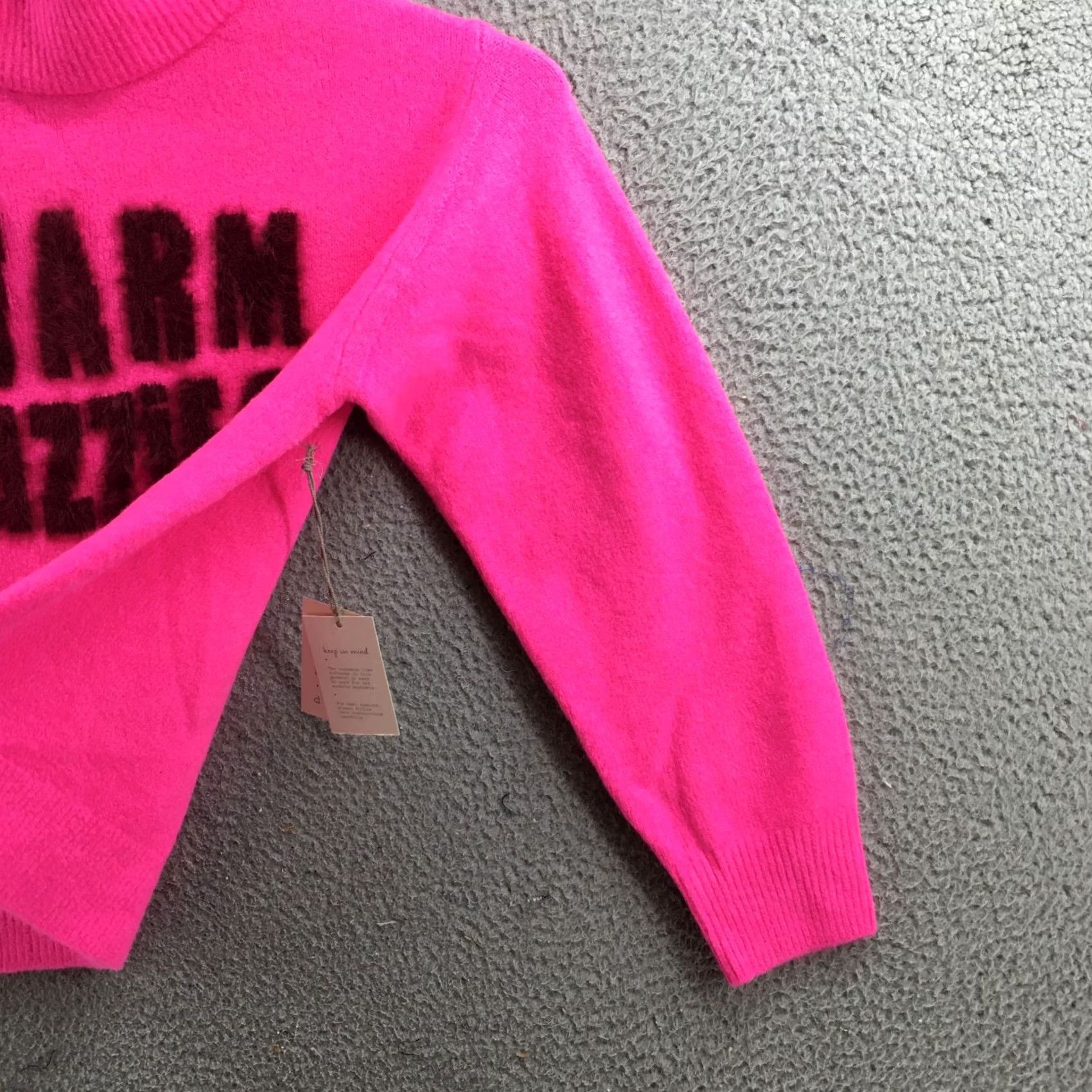 Vintage A New Day Warm Fuzzies Graphic Sweater Womens XS Pink Long Sleeve Mock Neck NEW Size XS / US 0-2 / IT 36-38 - 5 Thumbnail