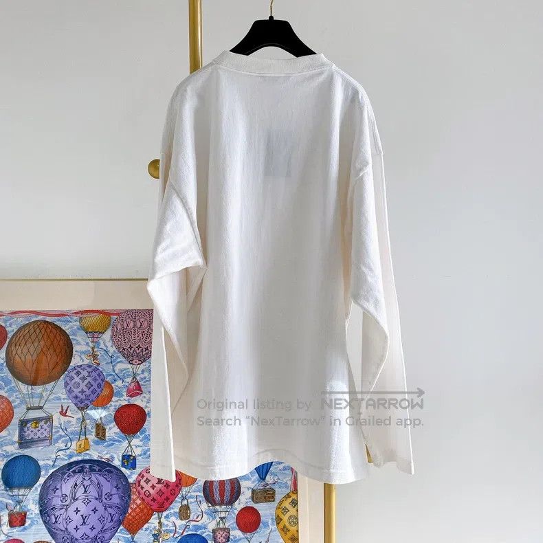 Balenciaga Balenciaga White Letter Long Sleeve T-Shirt Size US M / EU 48-50 / 2 - 2 Thumbnail