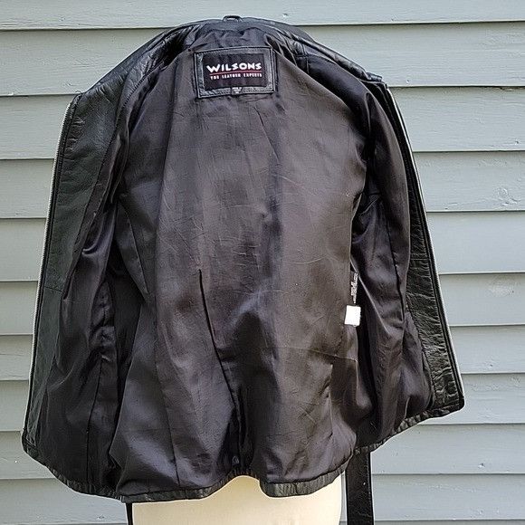 Wilsons Leather Vintage 90s y2k Wilson's Black Leather Mid Length Trench Bel Size M / US 6-8 / IT 42-44 - 4 Thumbnail