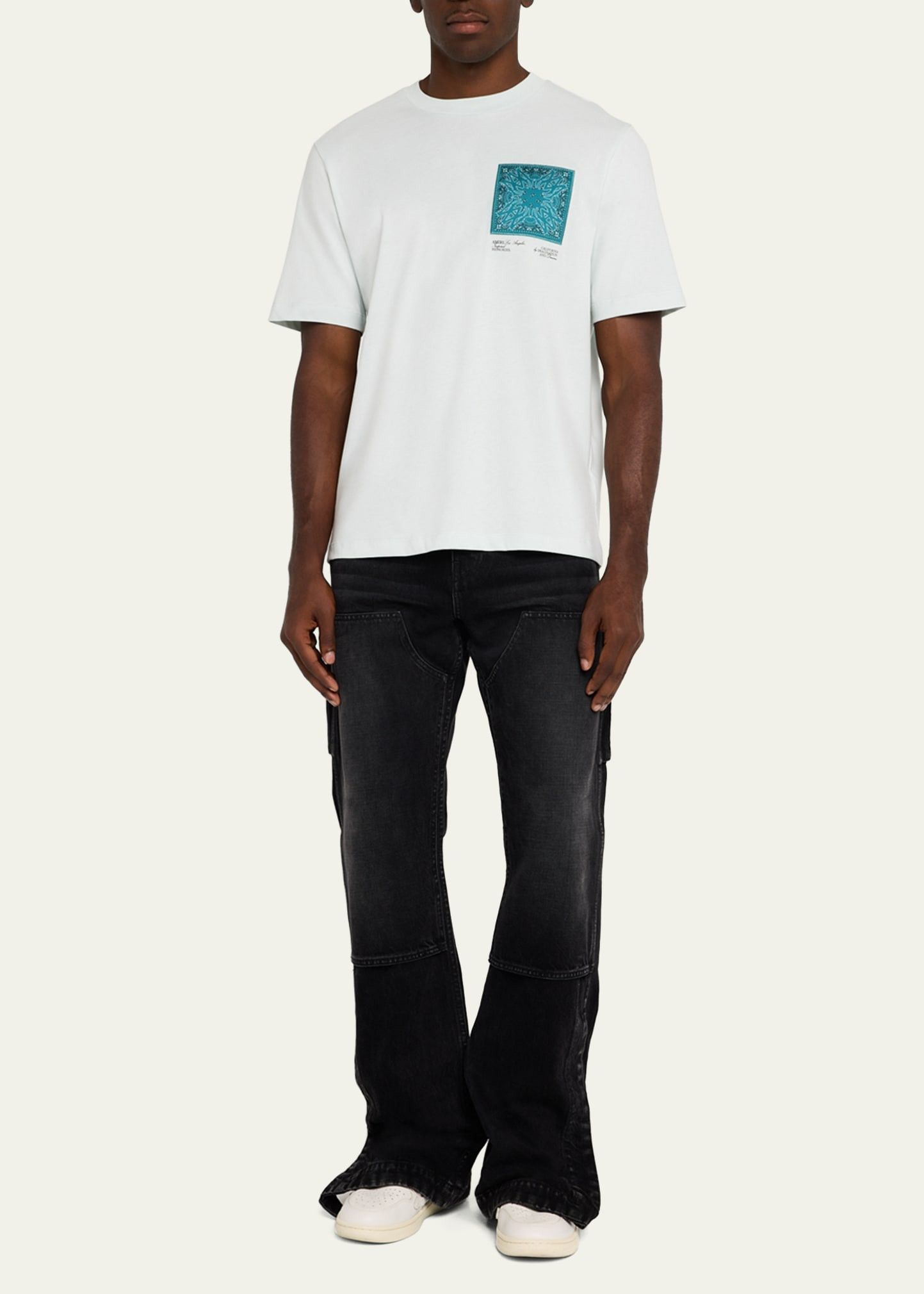 Amiri o1orln1025 Bandana Silk Applique T-Shirt in White Size US XL / EU 56 / 4 - 2 Thumbnail
